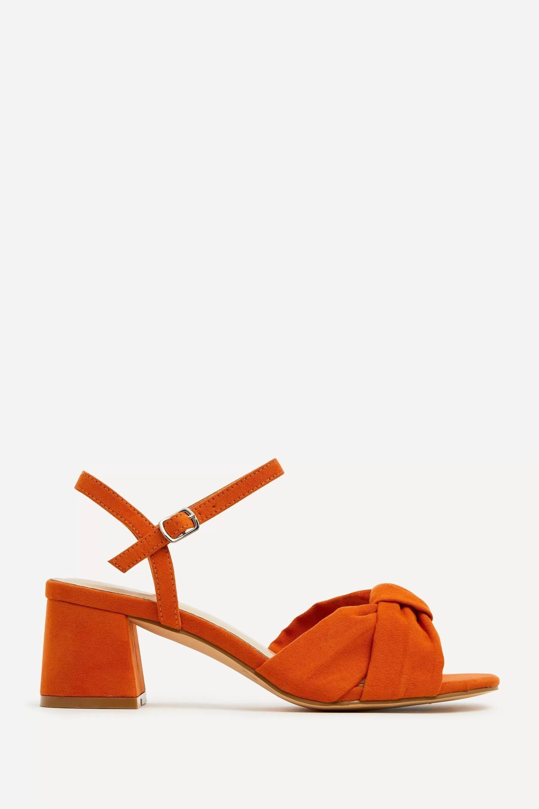 Linzi Heels- Charlotte Block Heeled Sandals With Bow Front Detail Orange