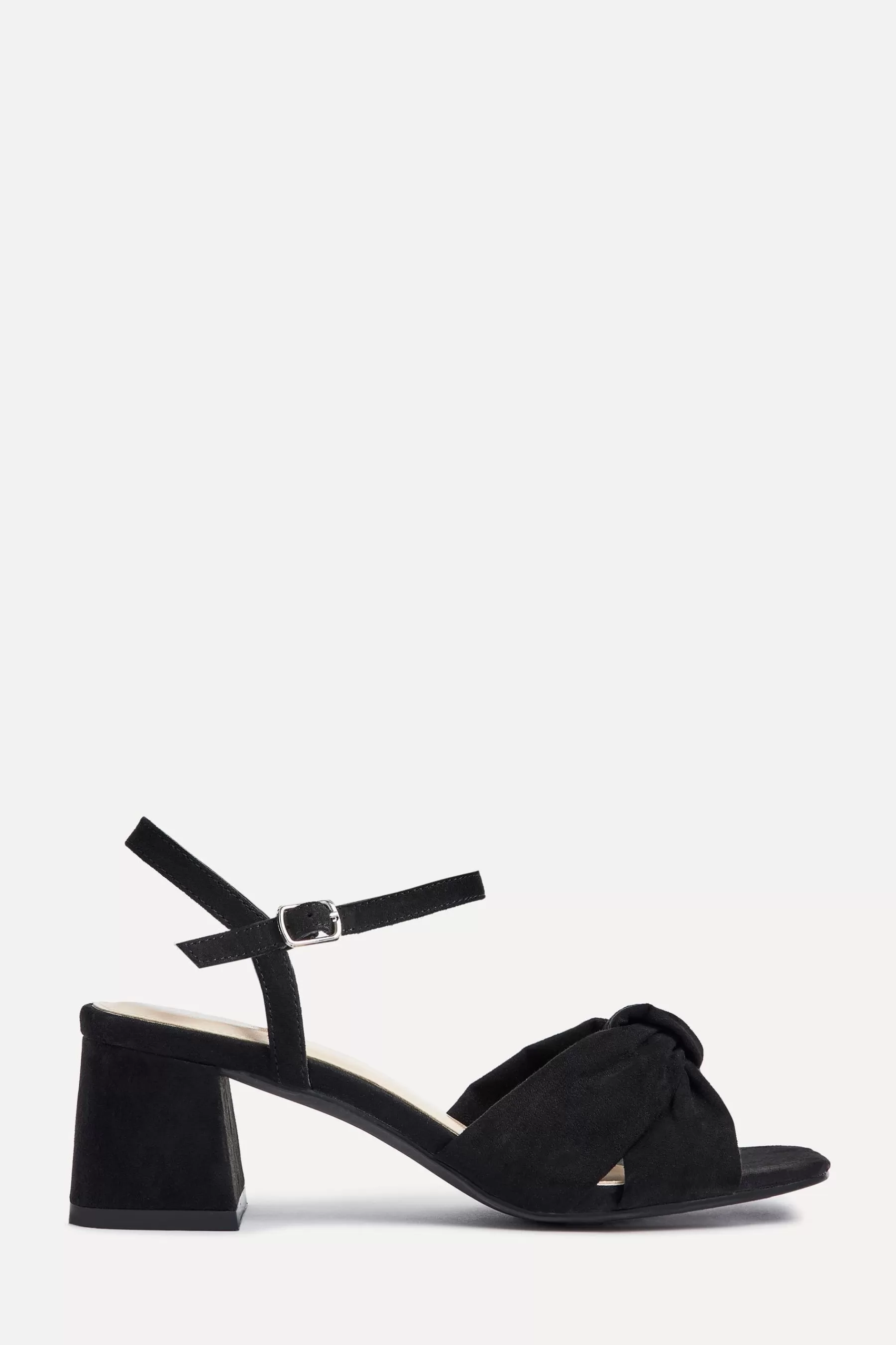 Linzi Sandals | Charlotte Block Heeled Sandals With Bow Front Detail Black