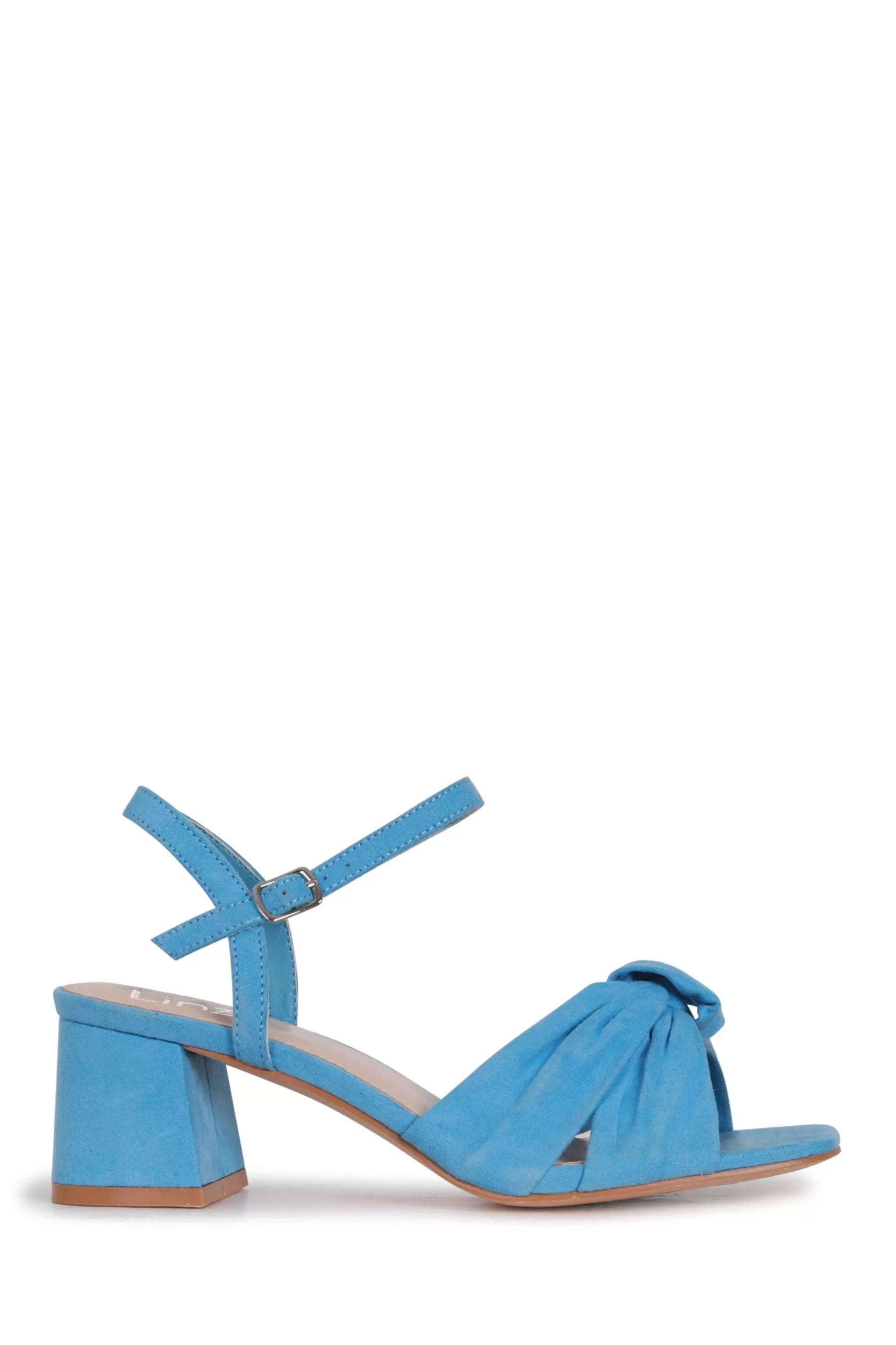 Linzi Sandals- Charlotte Block Heeled Sandals With Bow Front Detail Blue