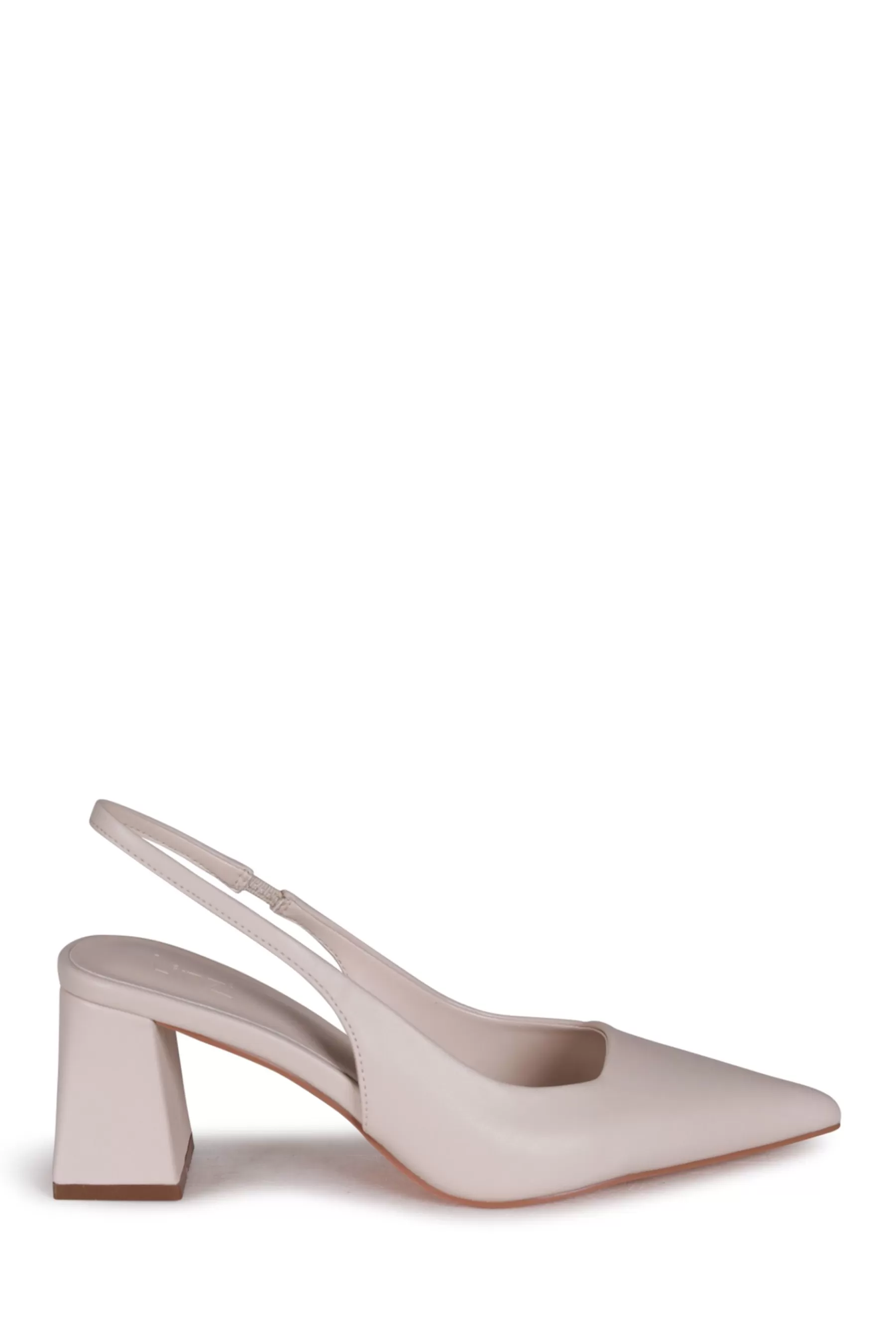 Linzi Heels | Elizabeth Slingback Court Shoe With Block Heels Cream