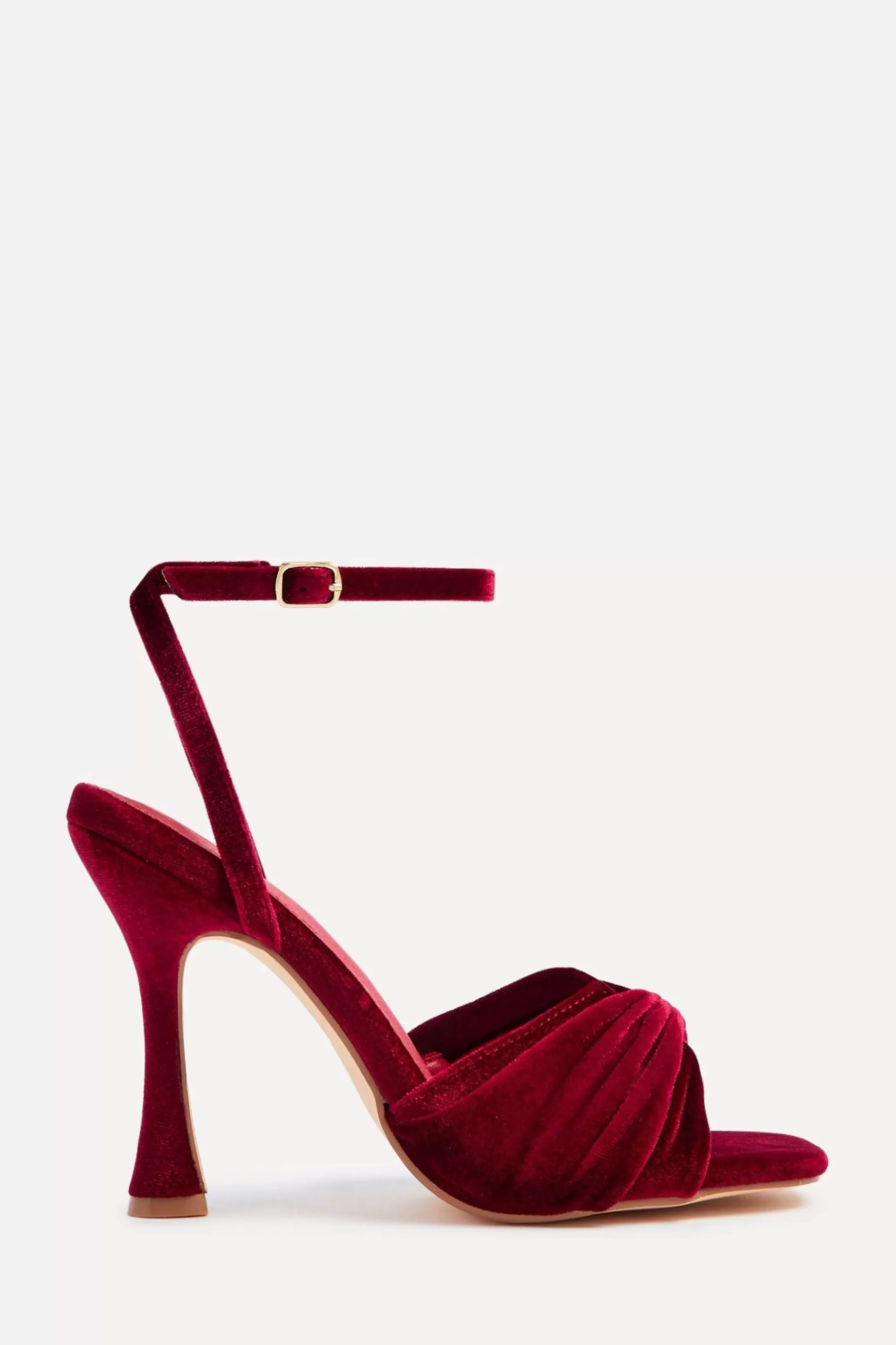 Linzi Heels | Emery Velvet Stiletto Heeled Sandals Red