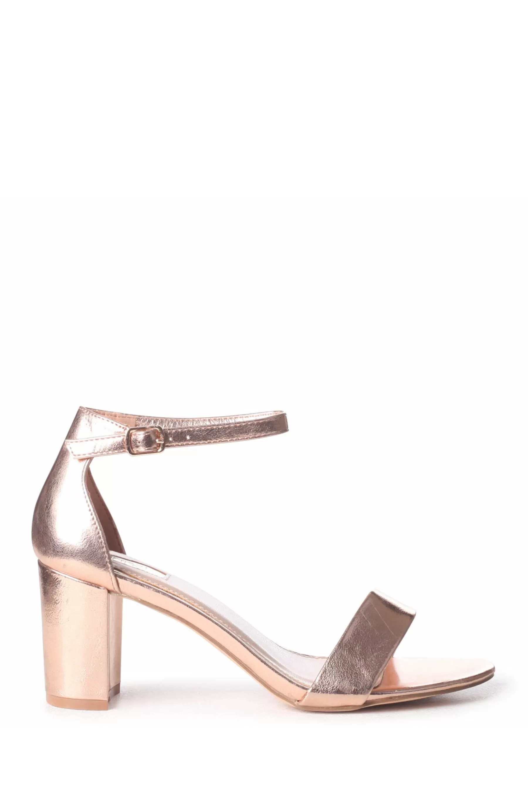 Linzi Sandals | Franki Soft Pu Open Toe Block Heels Rose Gold