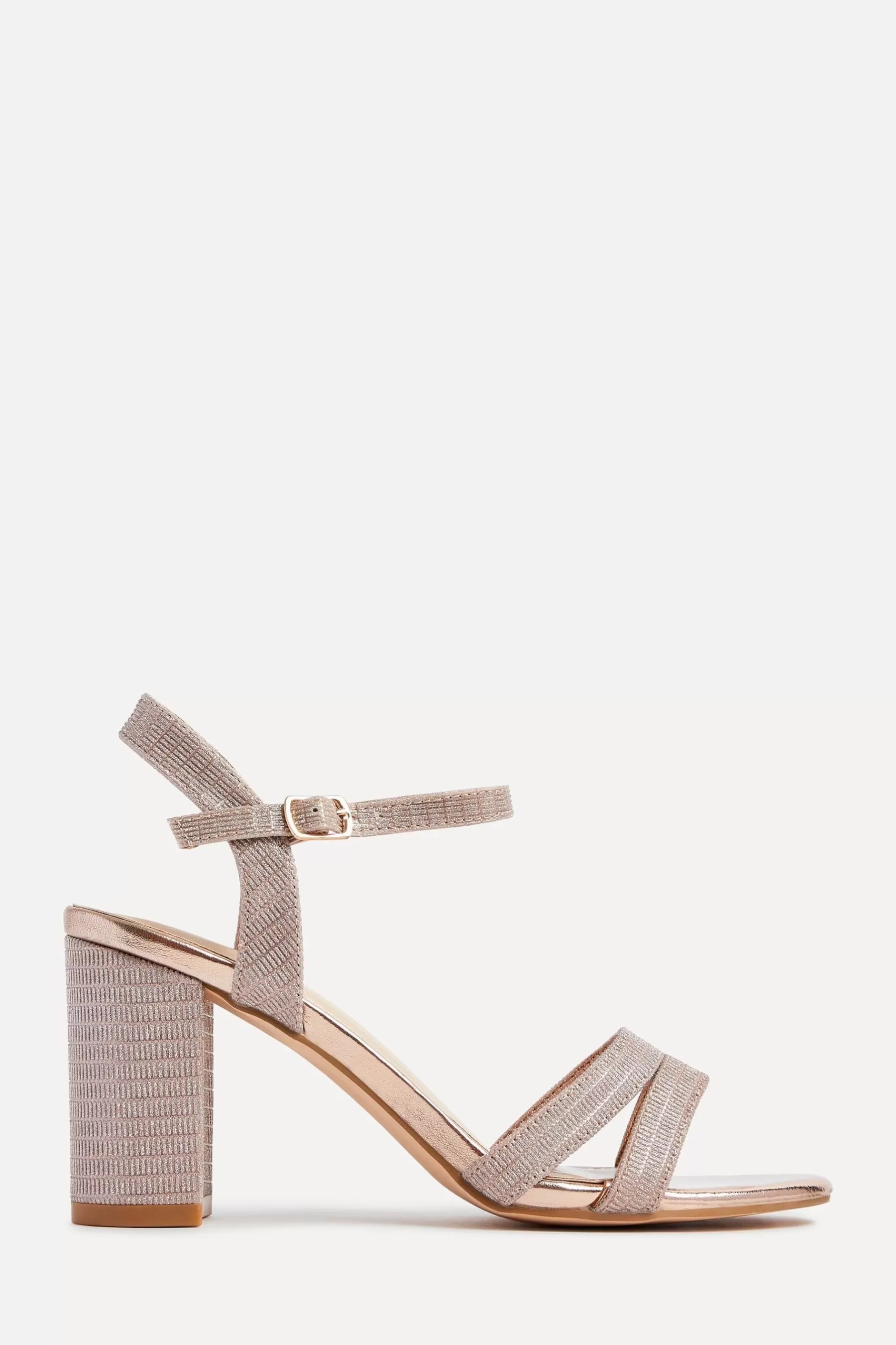 Linzi Sandals- Horizon Barely There Glitter Block Heeled Sandals Pink