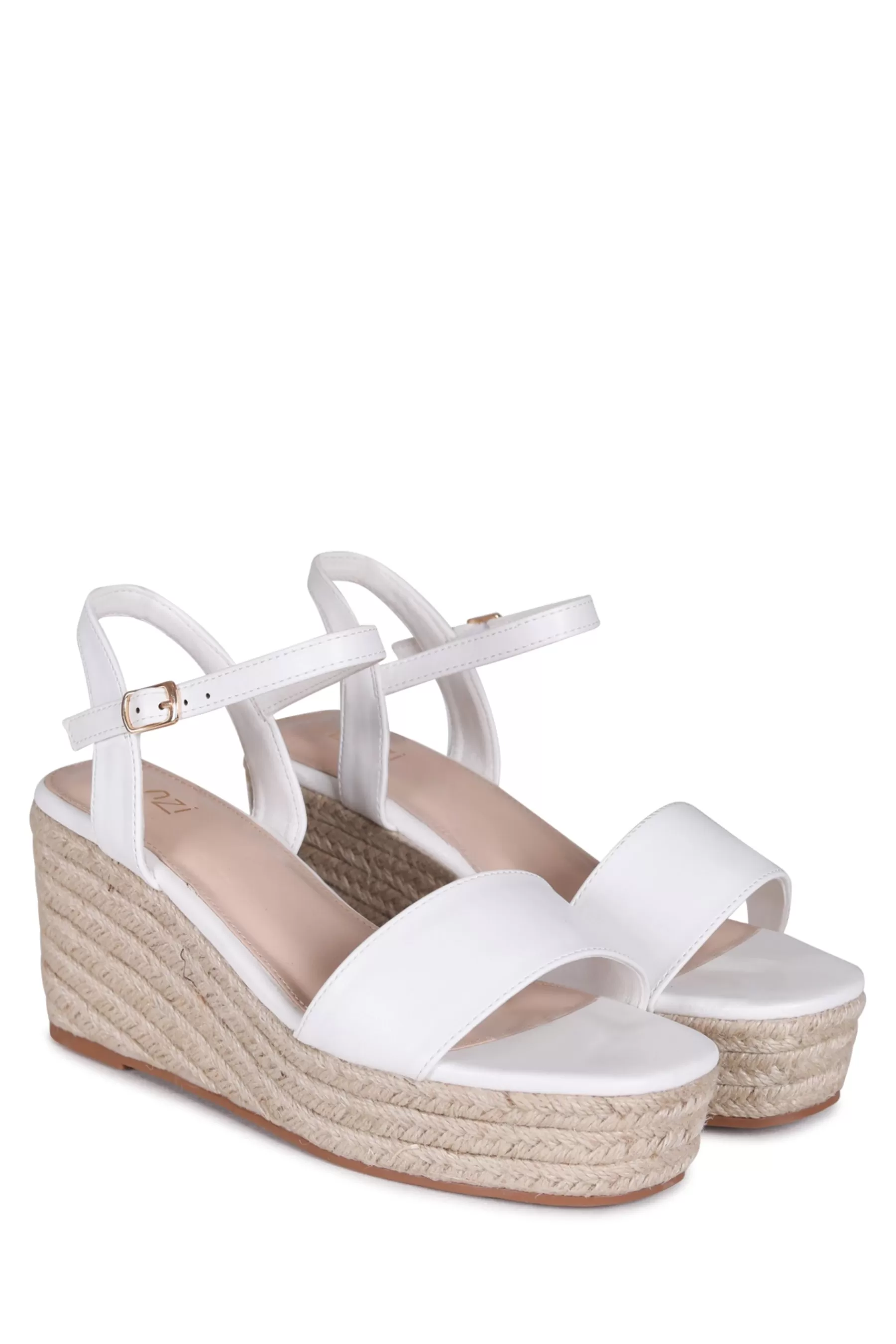 Linzi Heels- Illusion Rope Espadrille Platform Wedges White