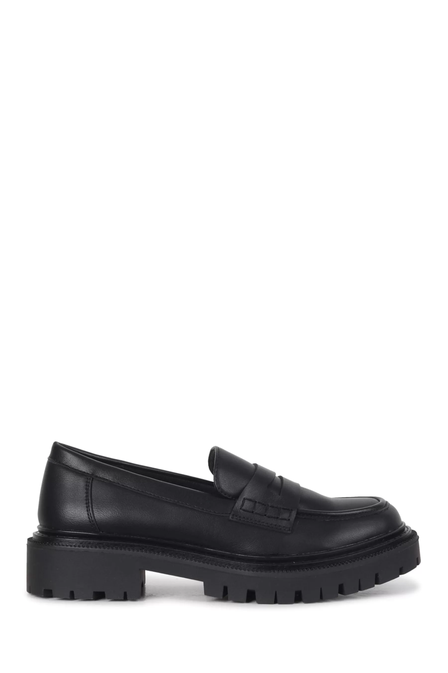 Linzi Flat- Ivan Pu Penny Loafers With Chunky Sole Black