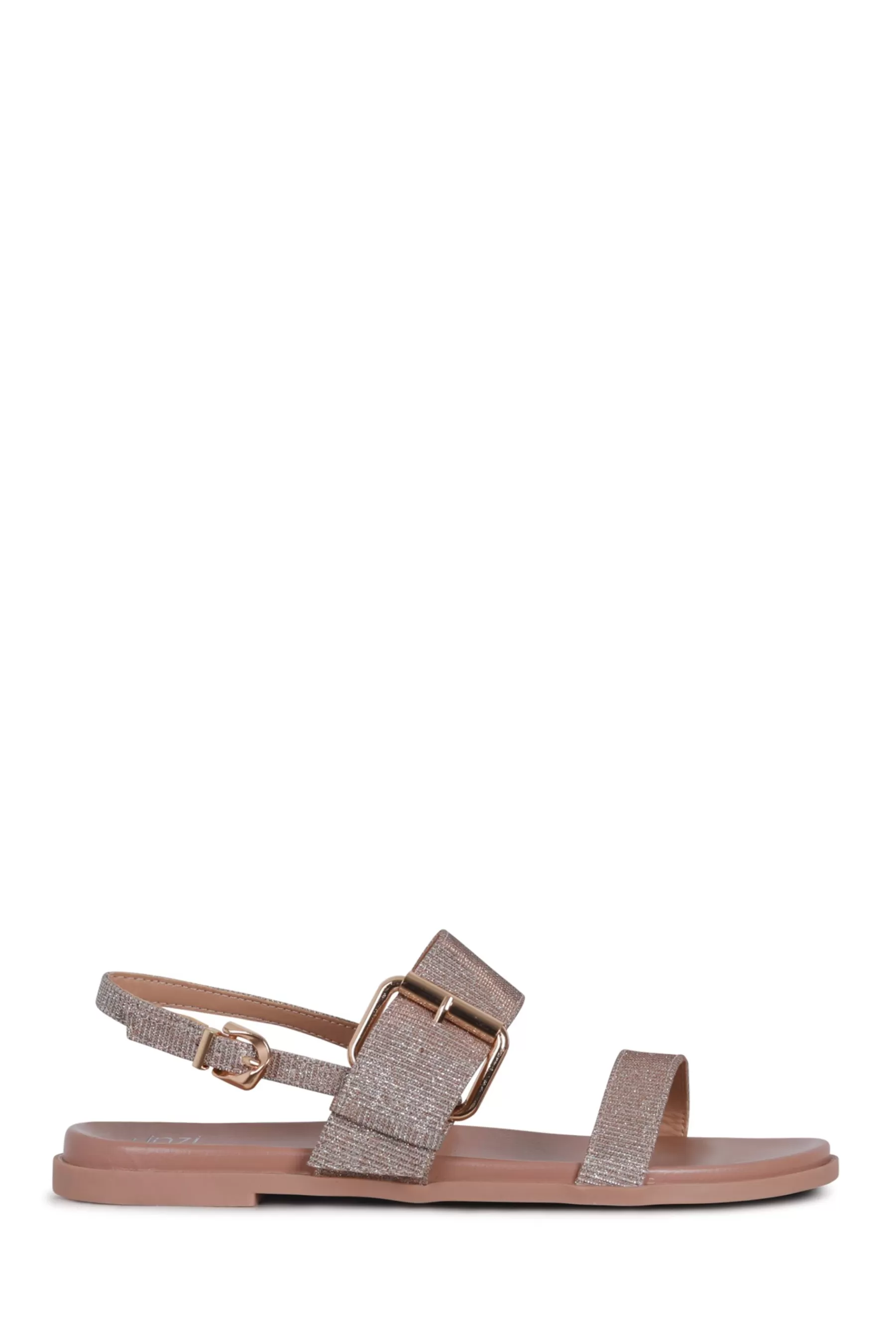 Linzi Sandals- Lucille Double Buckle Strap Flat Sandal Rose Gold