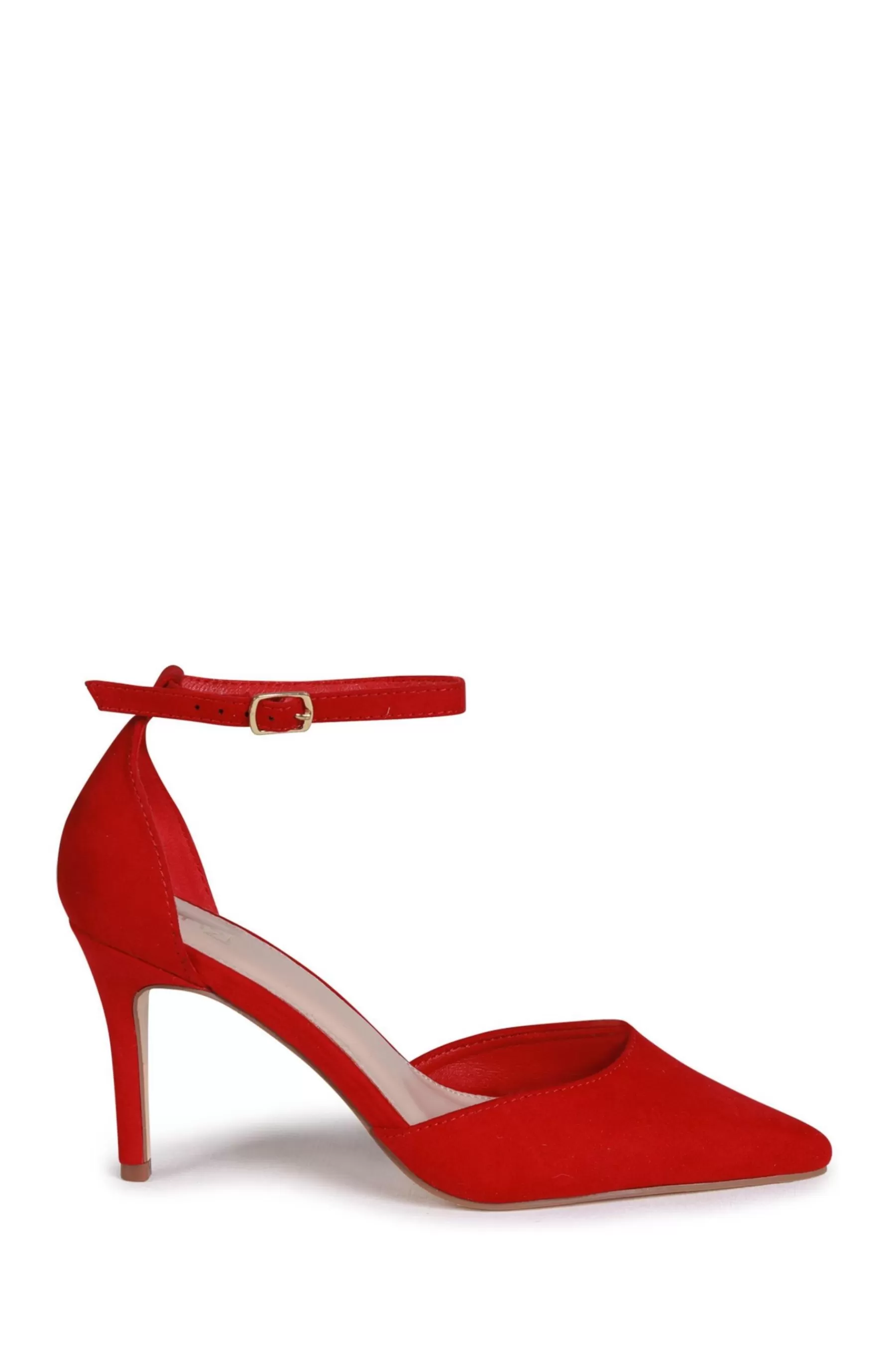 Linzi Sandals- Maci Stiletto Court Heels With Ankle Strap Red