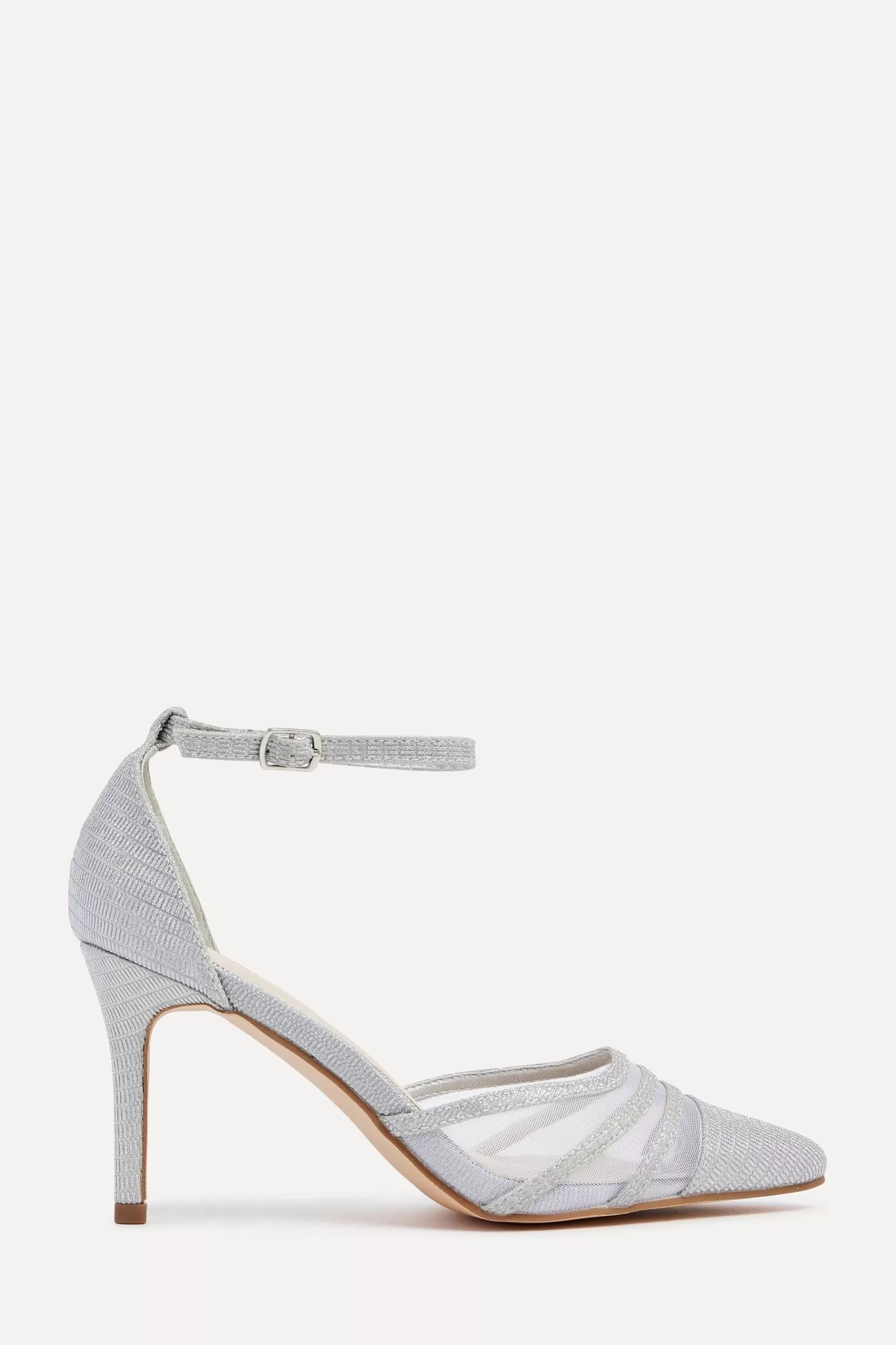 Linzi Heels | Serri Court Stiletto Heels With Mesh Front Detail Silver