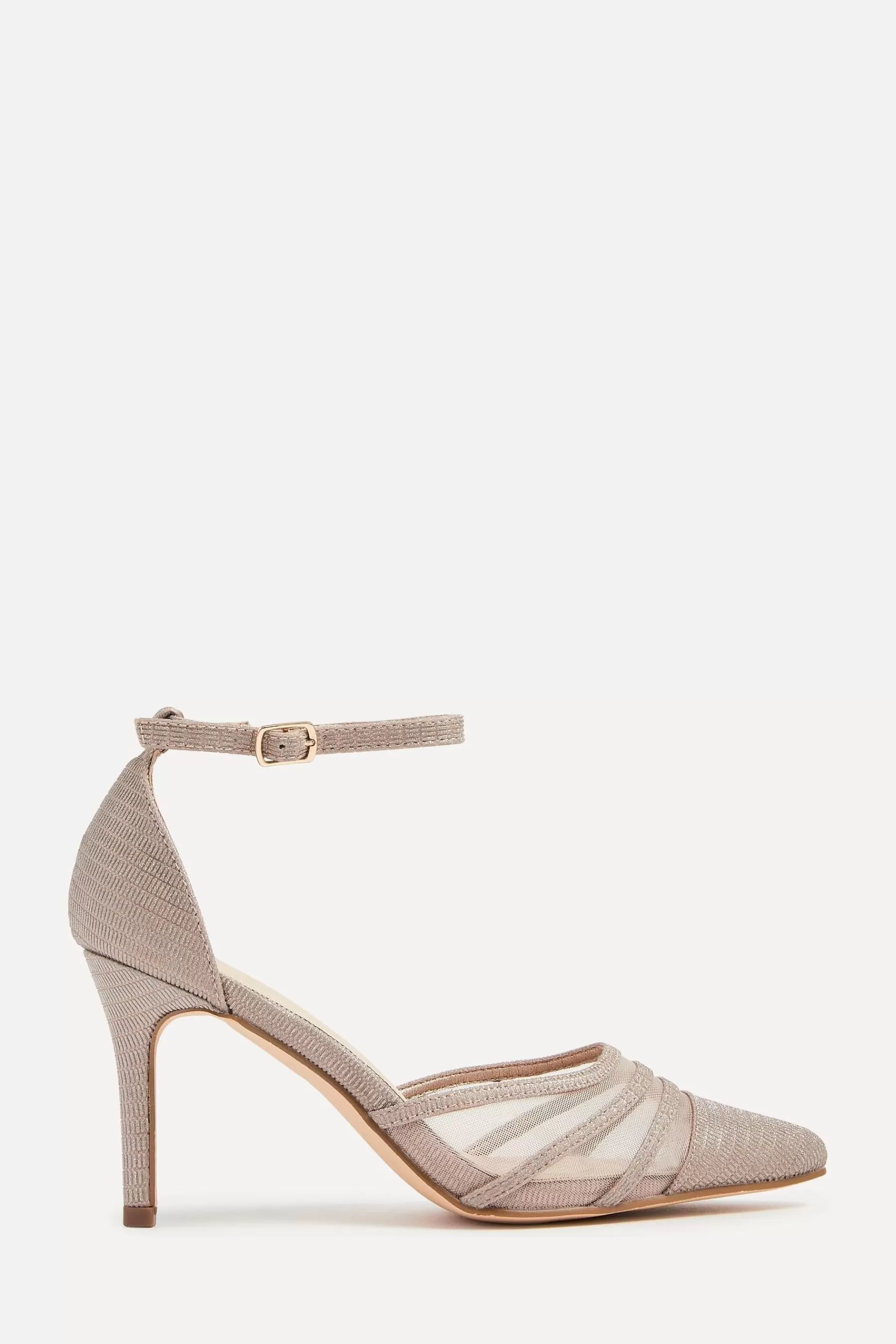 Linzi Heels | Serri Court Stiletto Heels With Mesh Front Detail Rose Gold