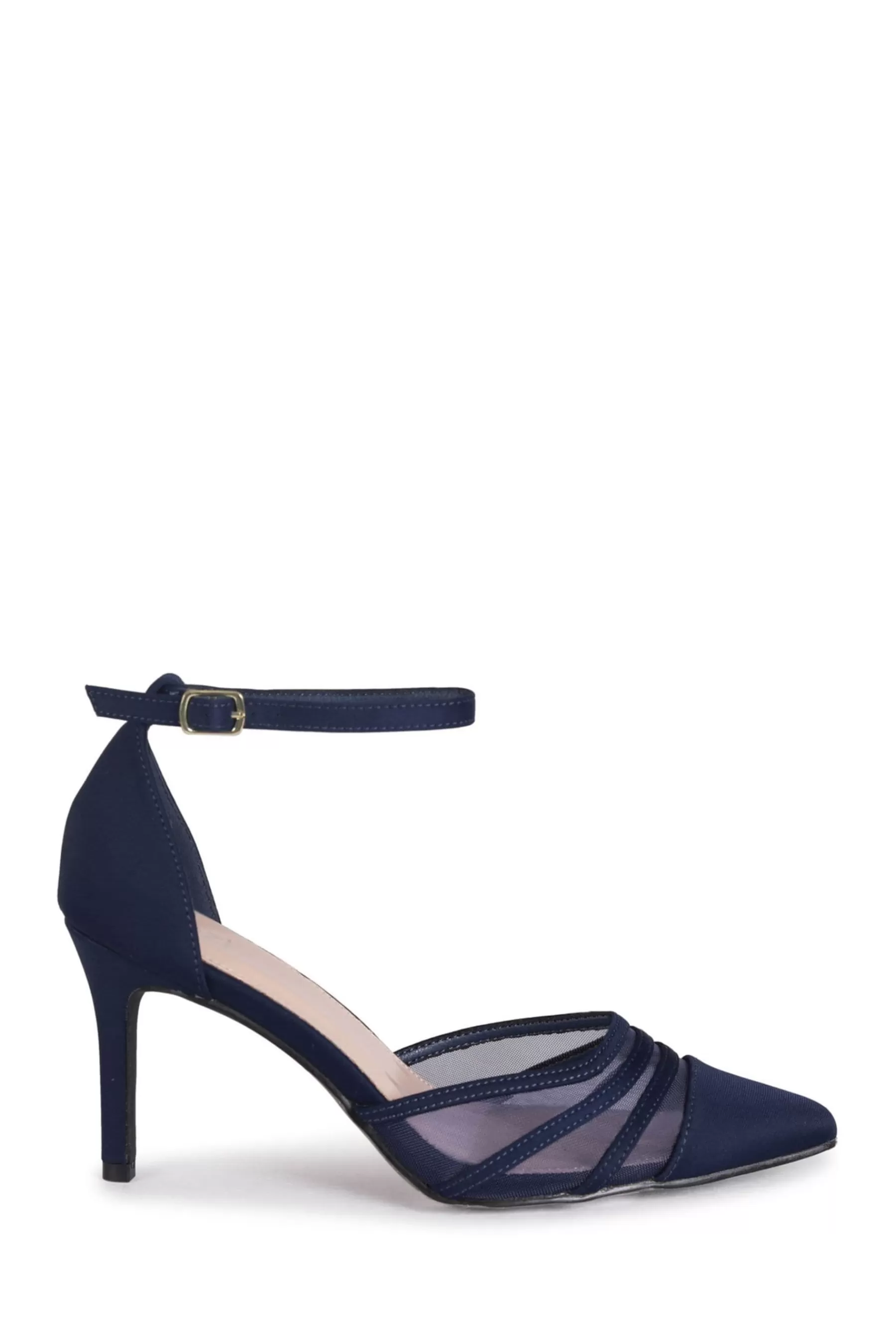 Linzi Heels | Serri Court Stiletto Heels With Mesh Front Detail Navy