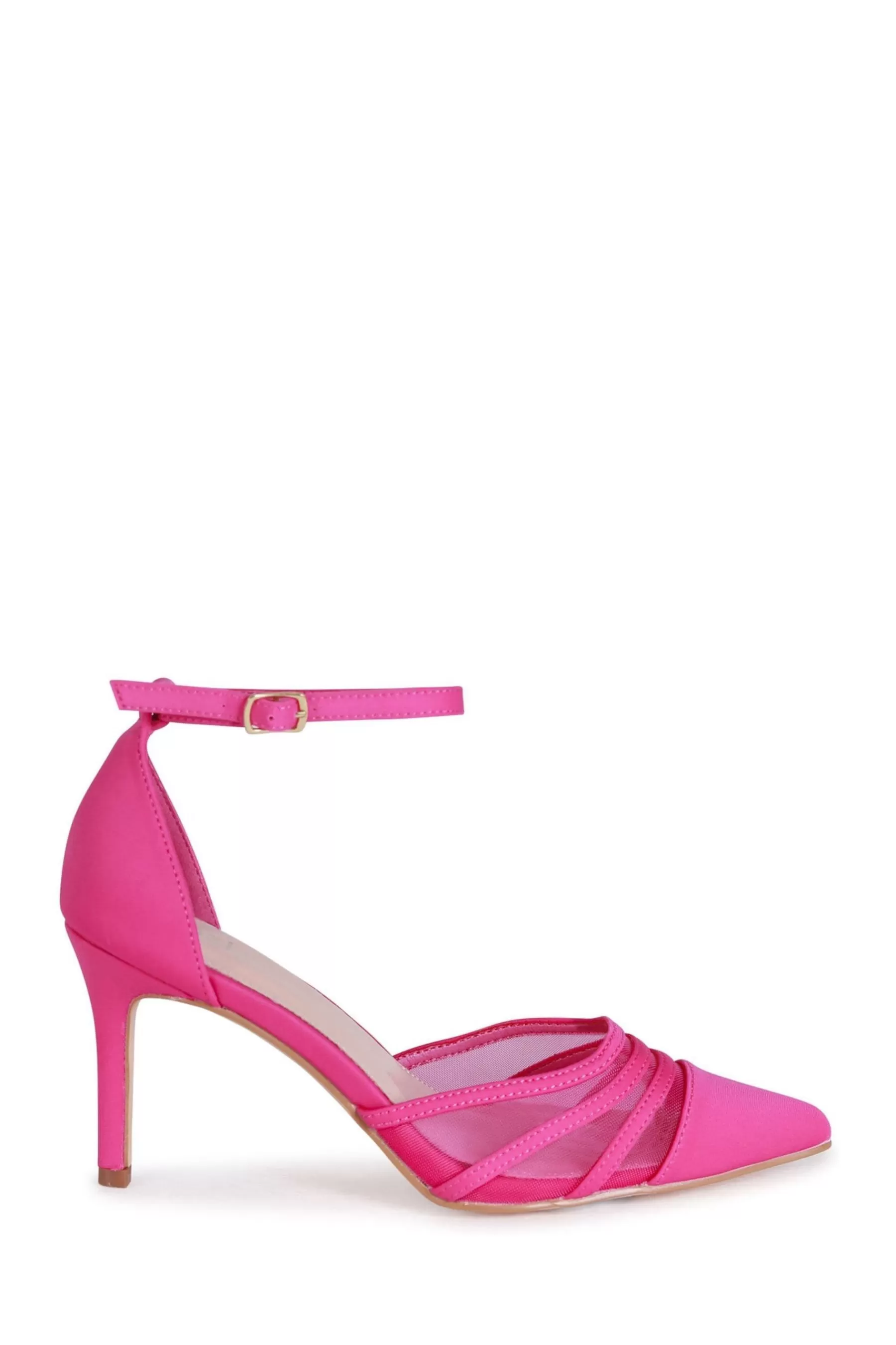 Linzi Heels | Serri Court Stiletto Heels With Mesh Front Detail Pink