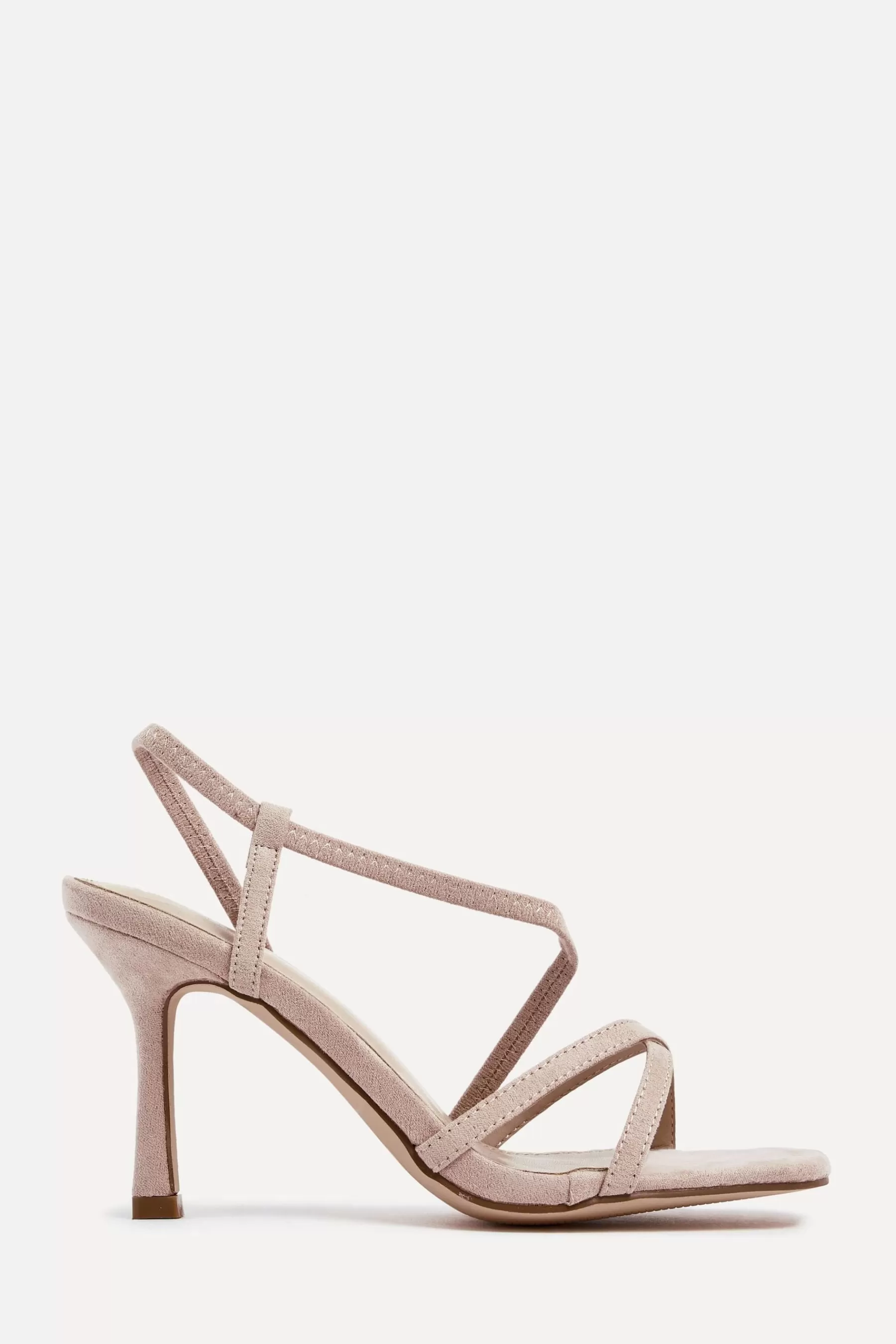 Linzi Heels | Silvie Faux Suede Strappy Heeled Sandals Nude