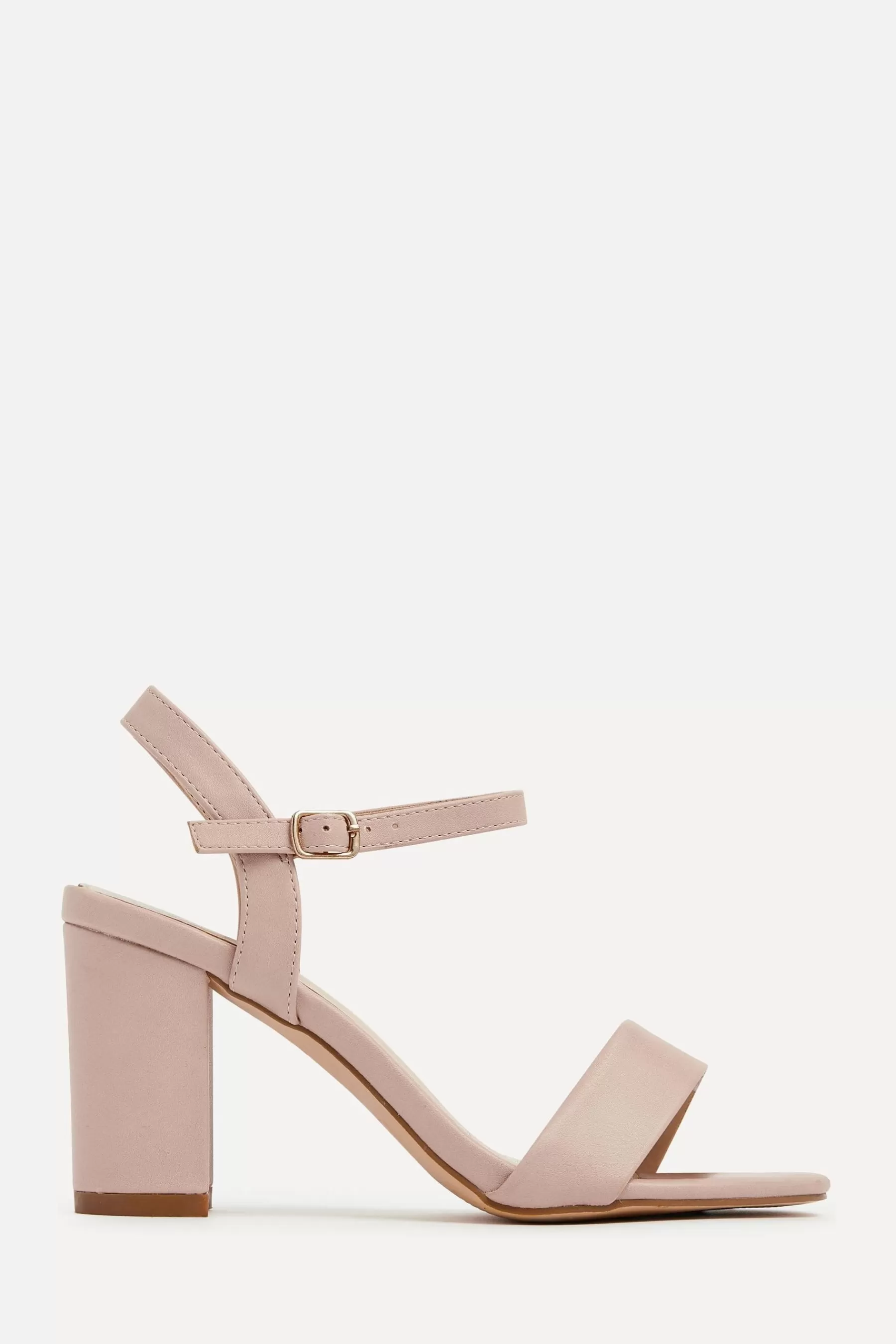 Linzi Sandals- Skyline Pu Open Back Barely There Block Heels Nude