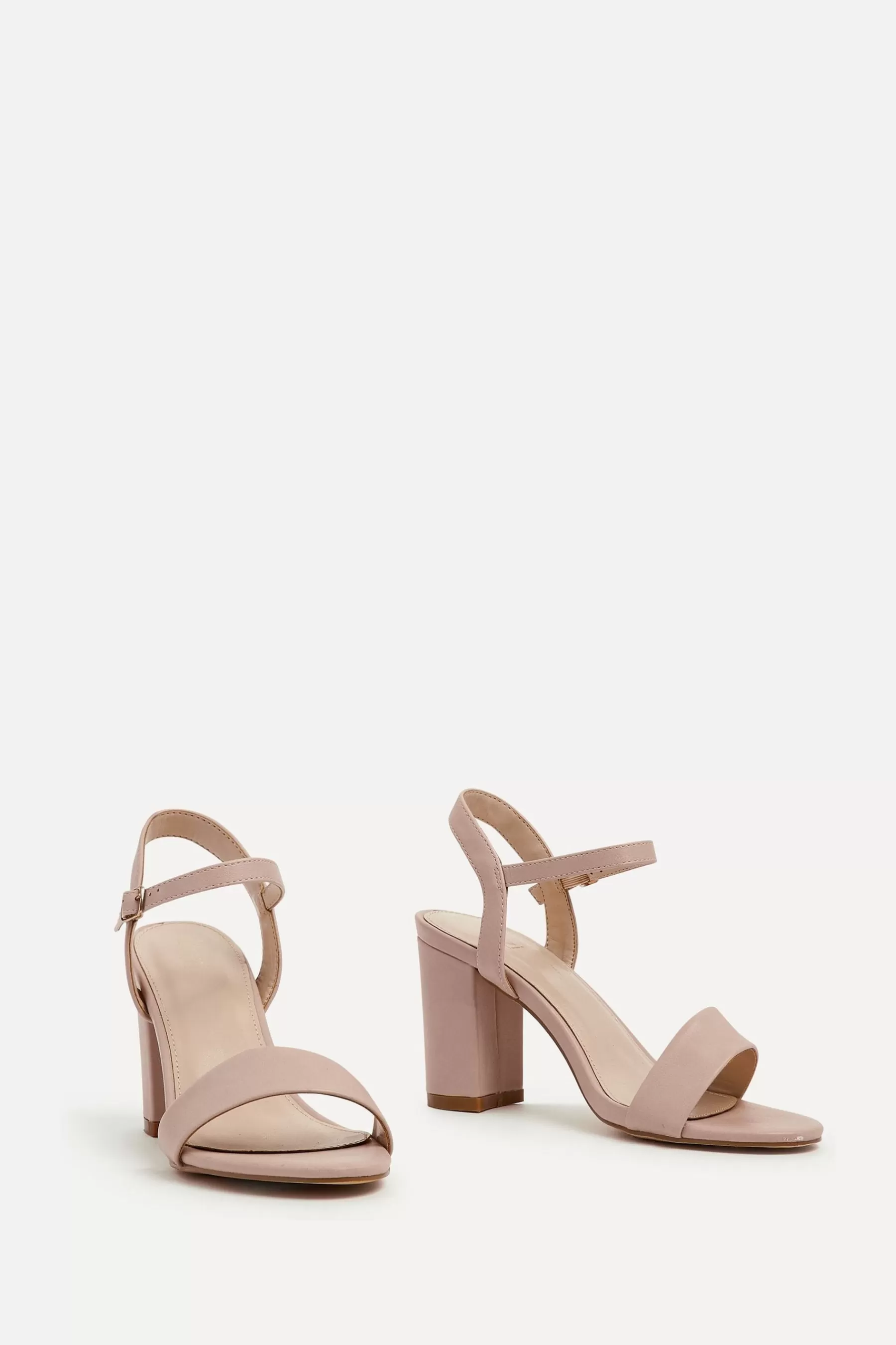 Linzi Sandals- Skyline Pu Open Back Barely There Block Heels Nude