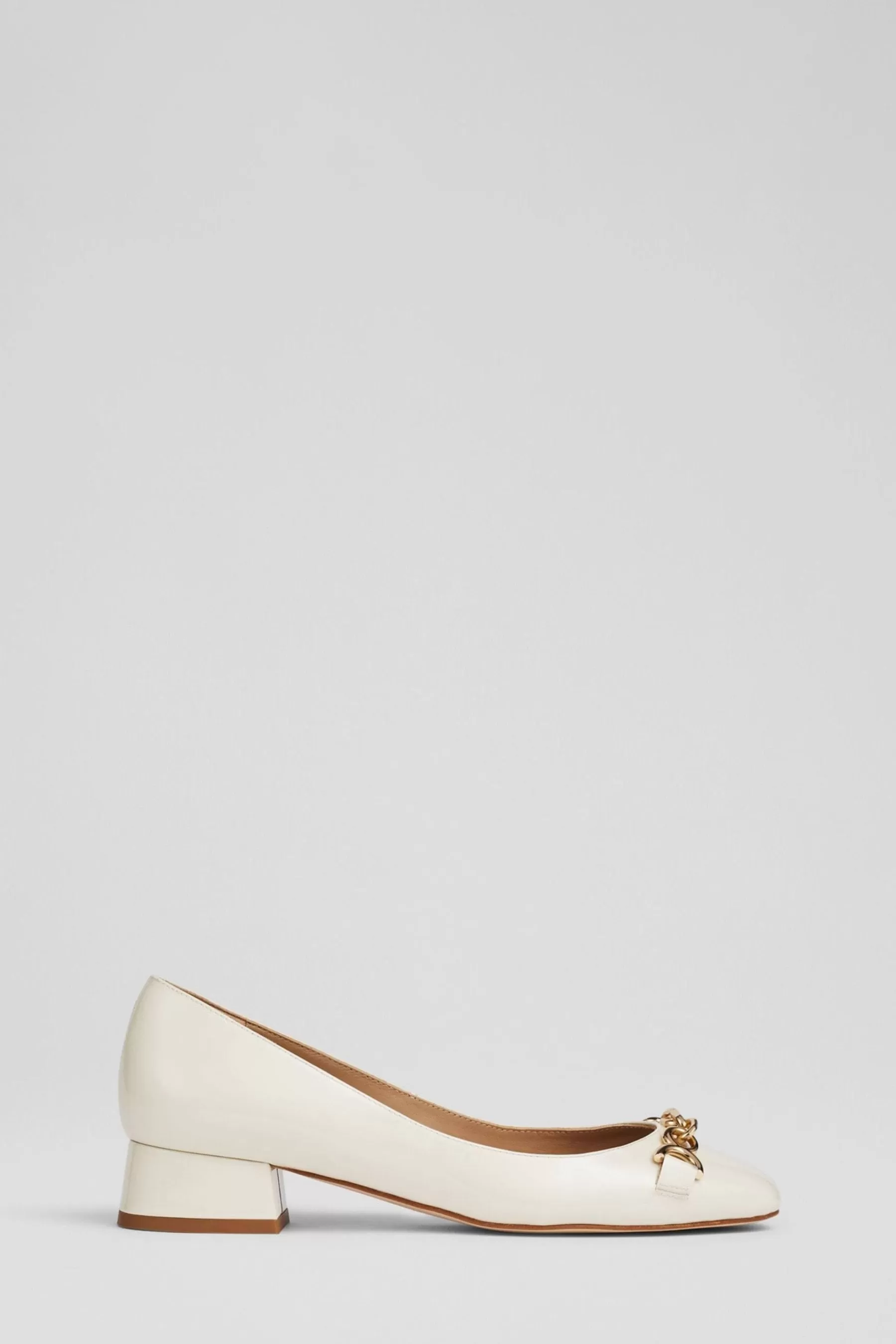 LK Bennett Flat | Blakely Ecru Patent Snaffle Pumps White