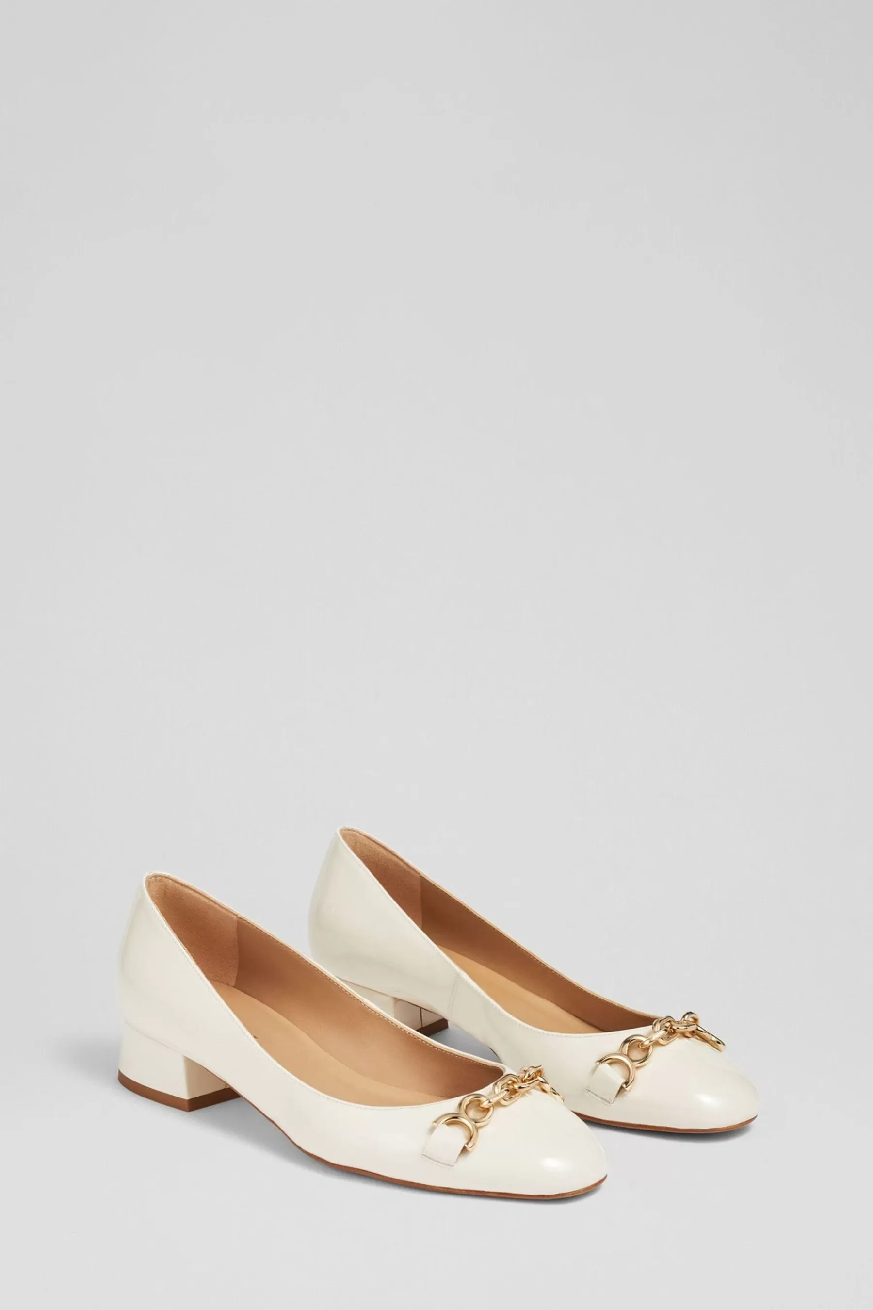 LK Bennett Flat | Blakely Ecru Patent Snaffle Pumps White