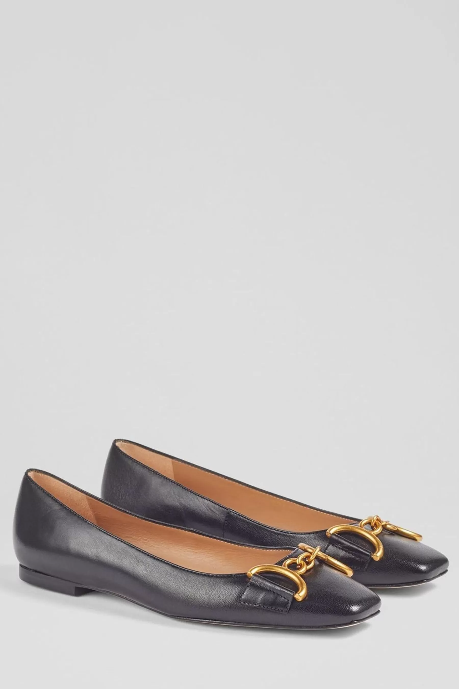 LK Bennett Flat- Charlotte Snaffle Flats With Piping Black