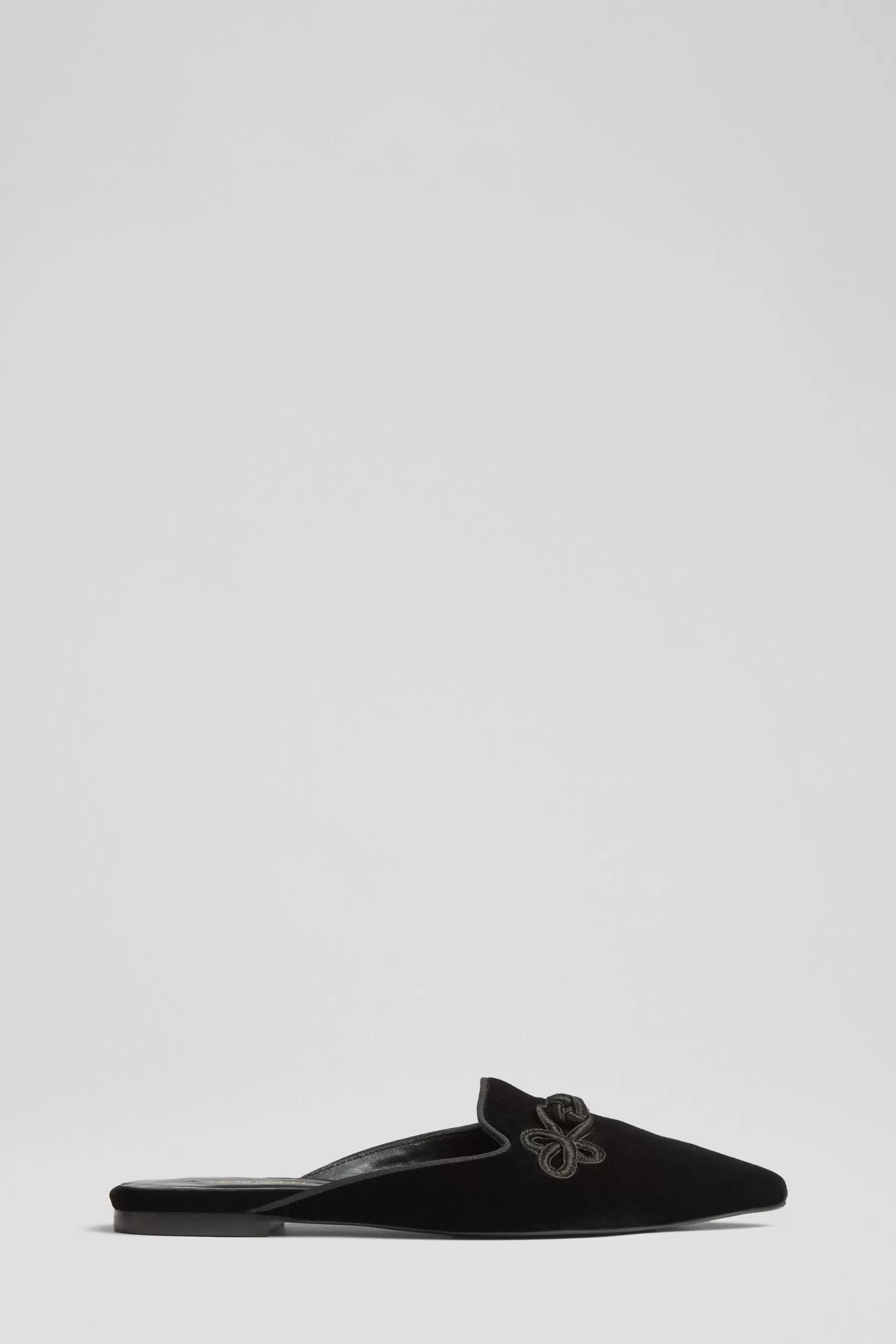 LK Bennett Flat- Delta Velvet Slipper Mules Black