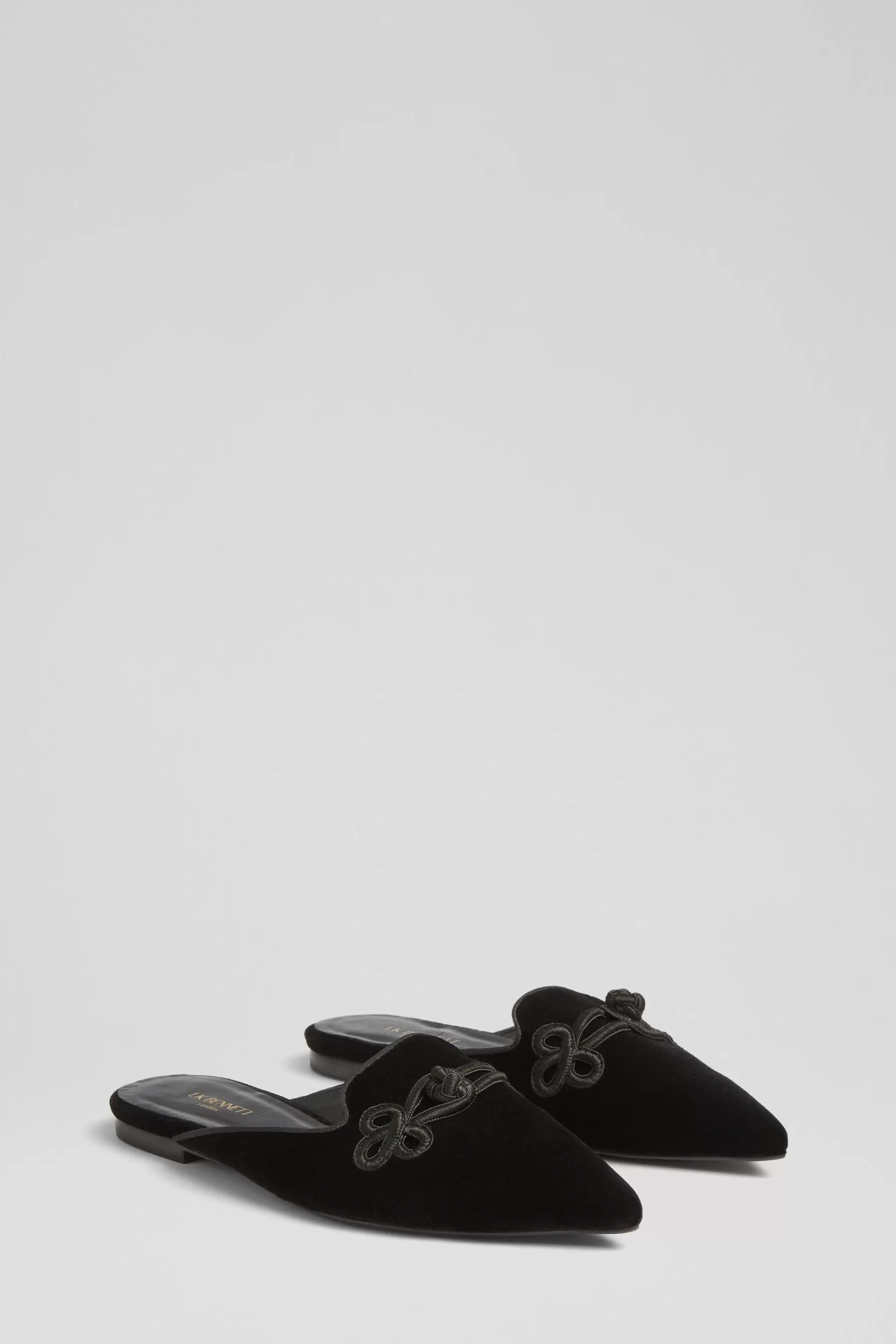 LK Bennett Flat- Delta Velvet Slipper Mules Black