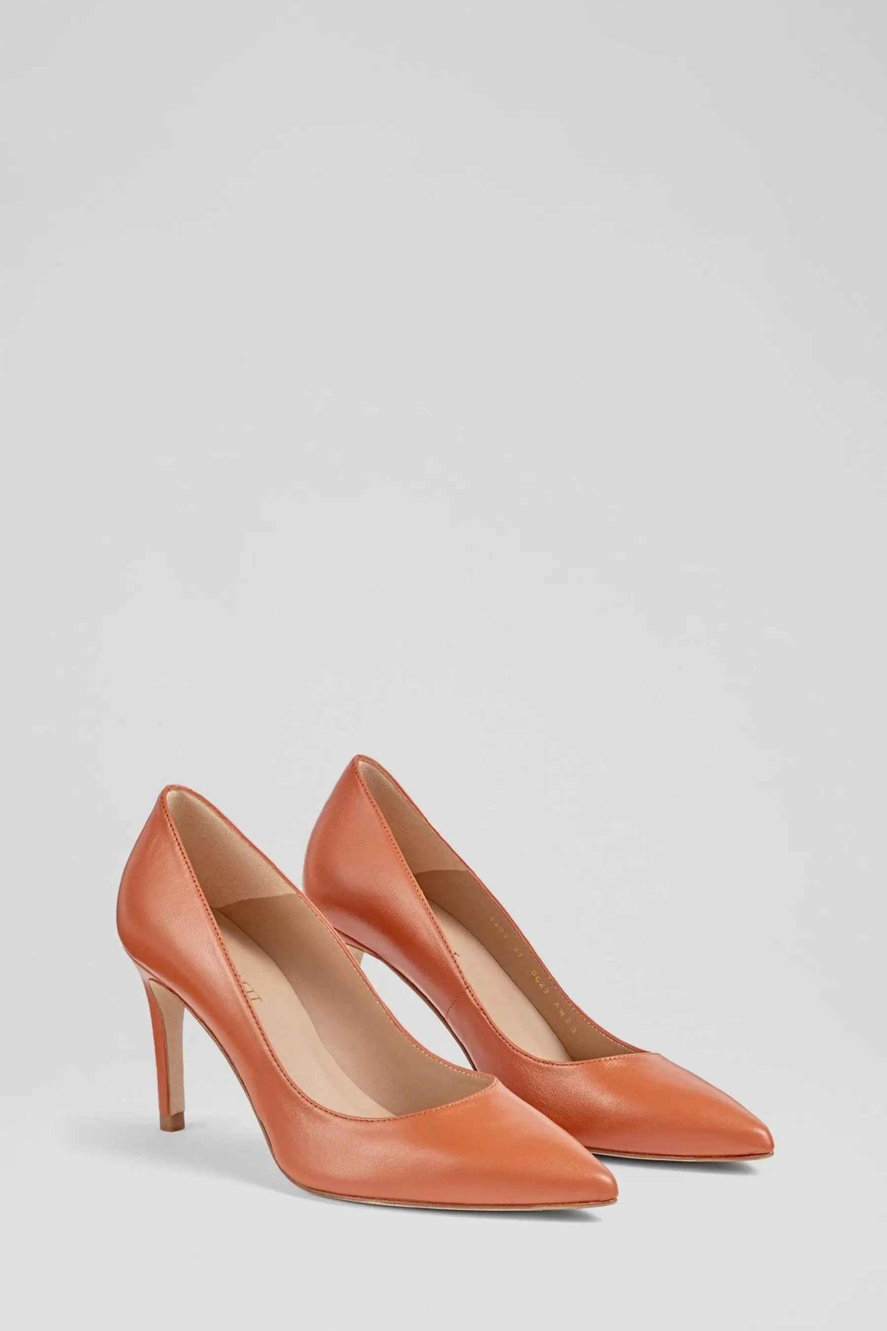 LK Bennett Heels | Floret Leather Pointed Toe Courts Orange