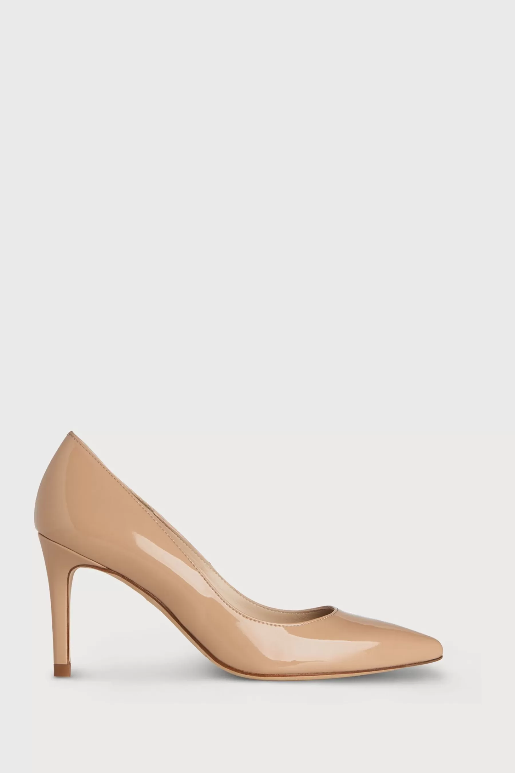 LK Bennett Heels- Floret Patent Leather Pointed Toe Courts Nude