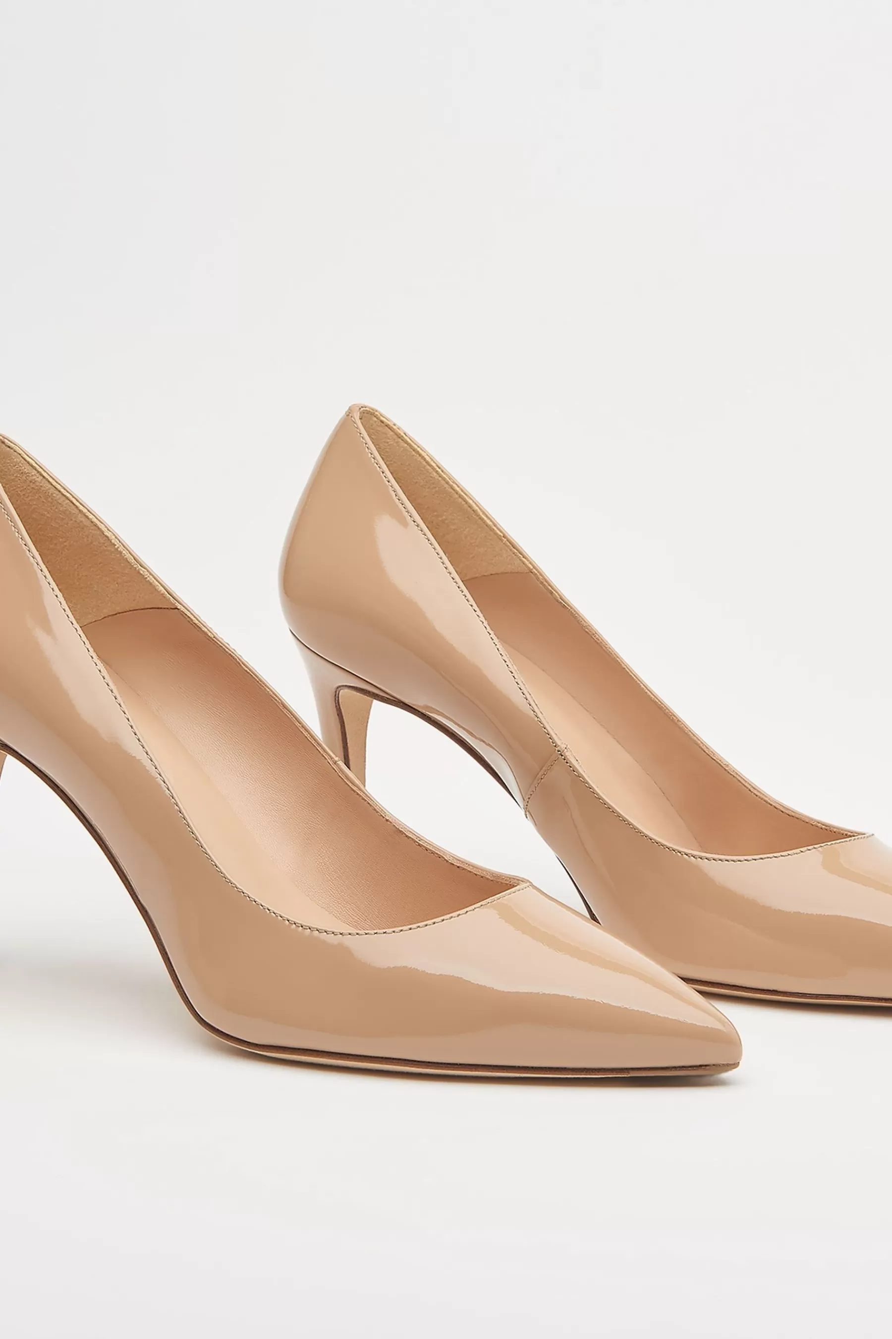 LK Bennett Heels- Floret Patent Leather Pointed Toe Courts Nude