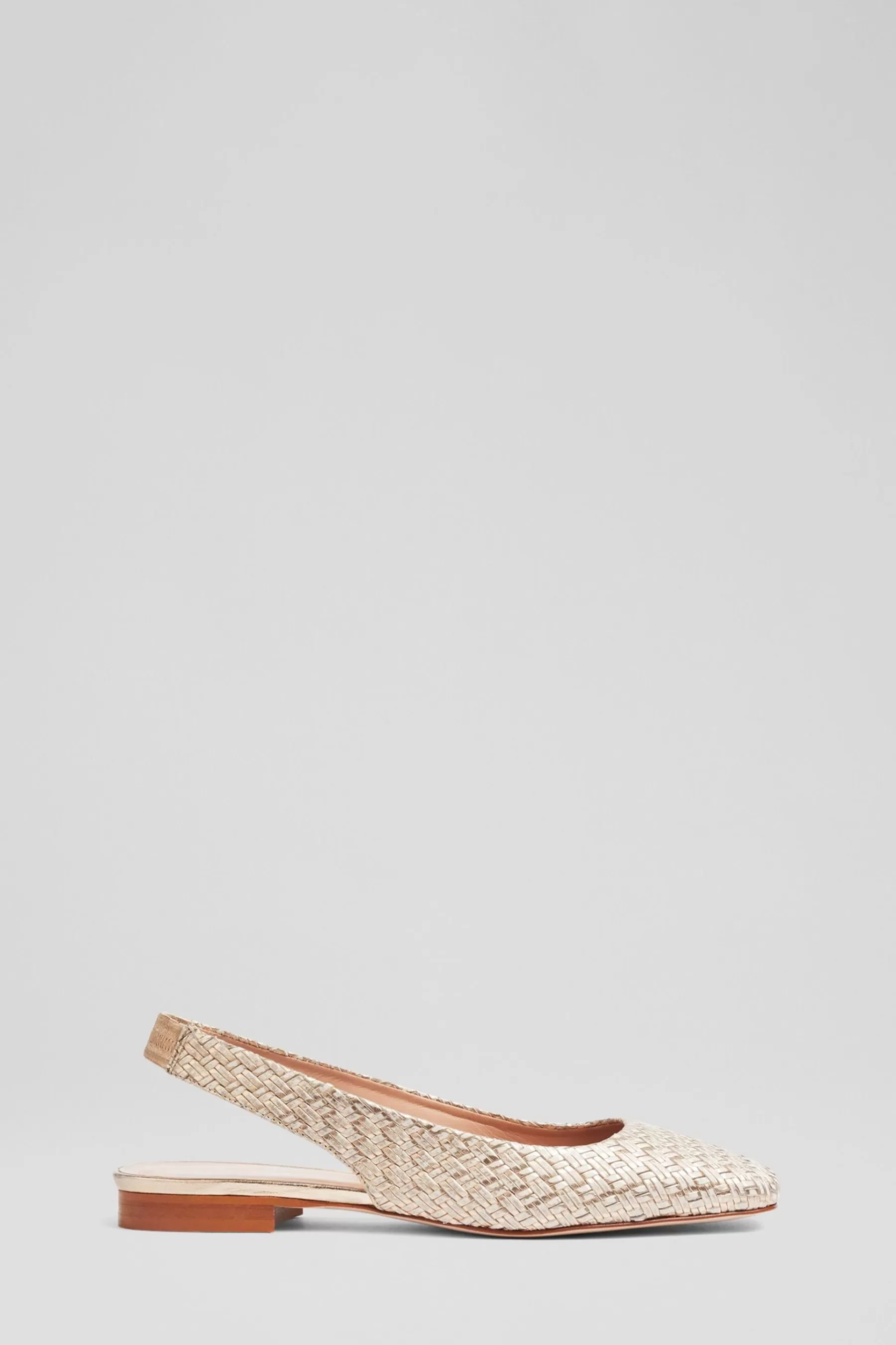 LK Bennett Flat | Savannah Platinum Woven Leather Slingback Flats Natural