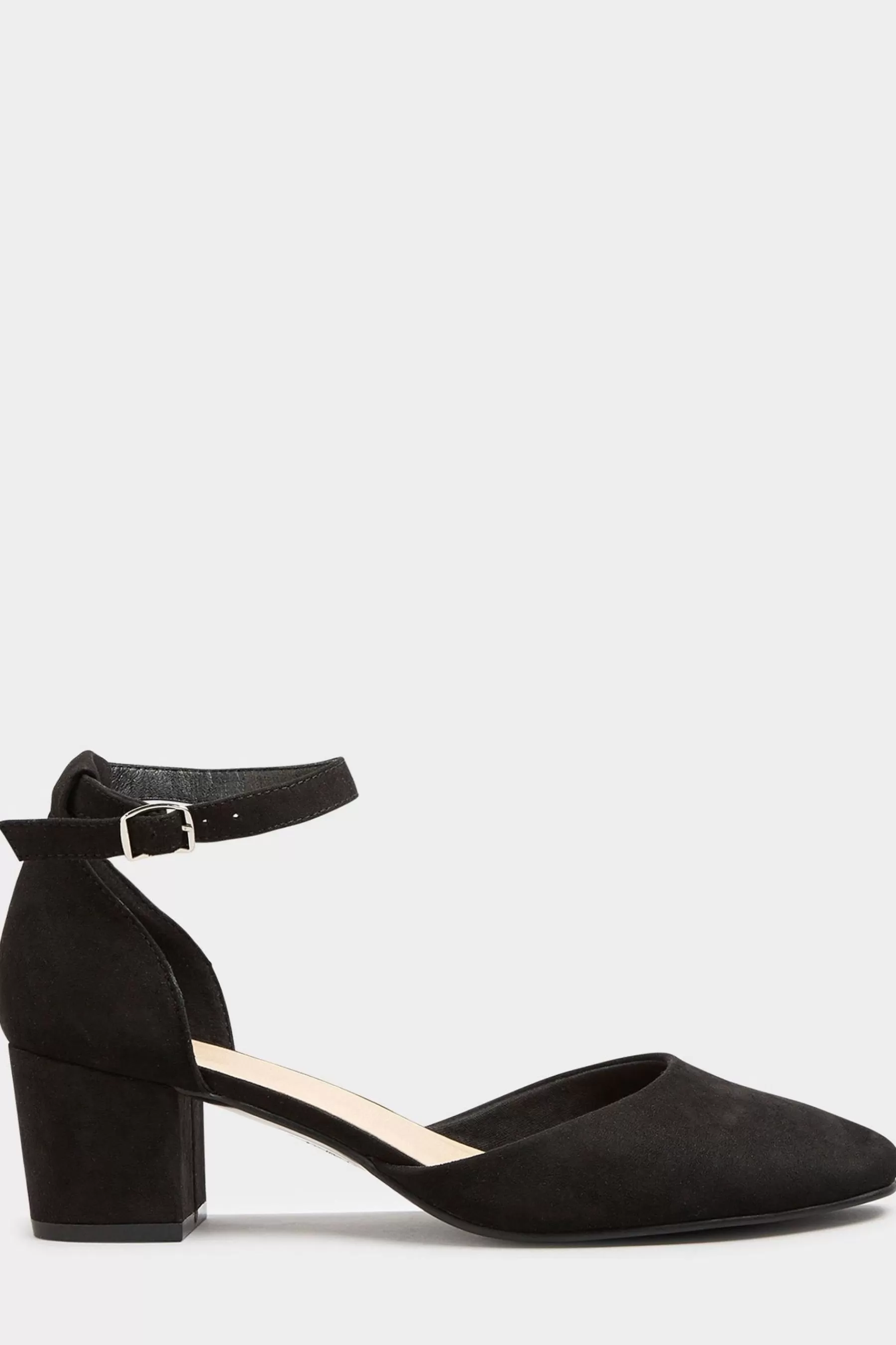 Long Tall Sally Heels | Block Heel Court Shoe Black