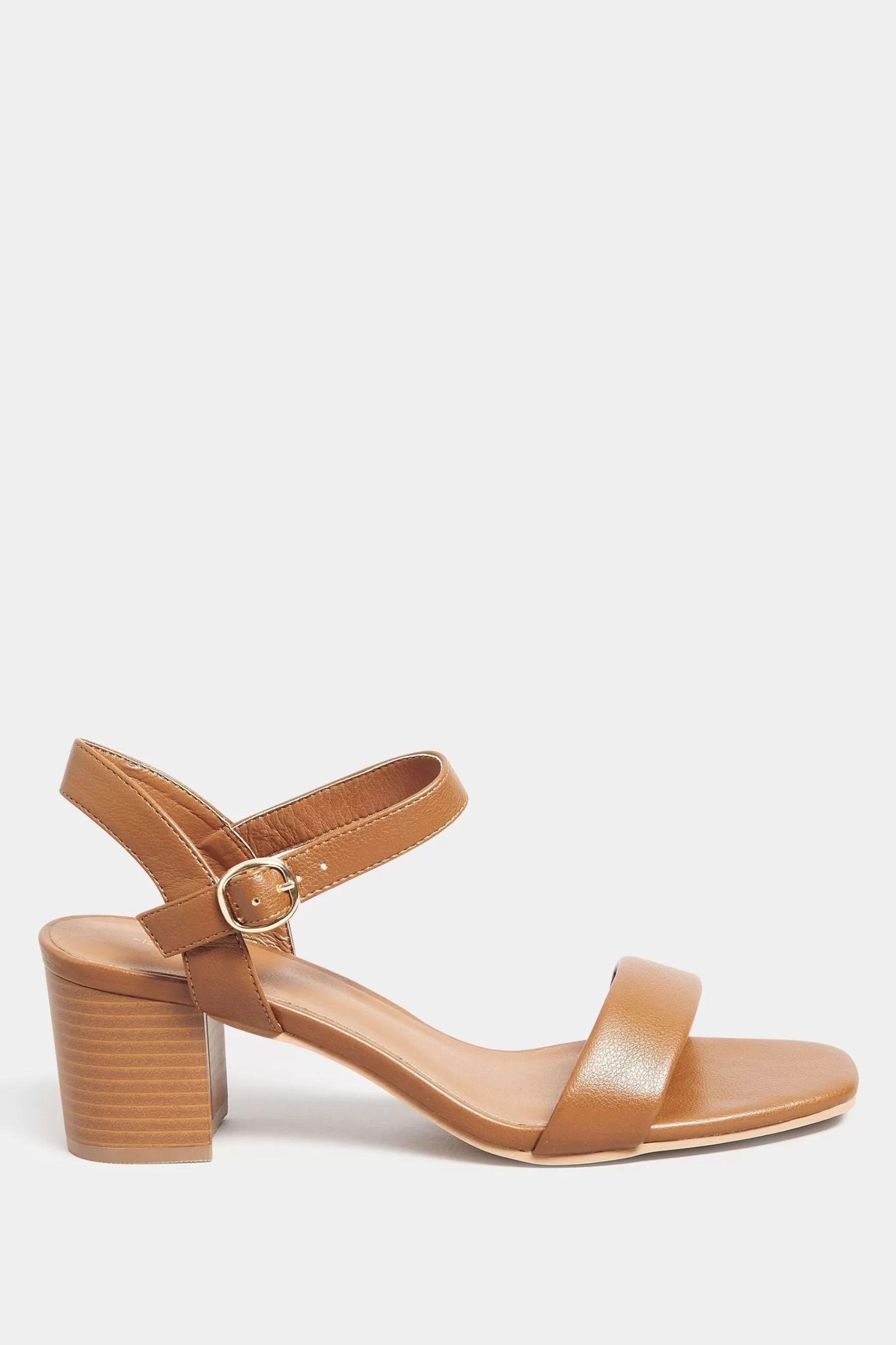 Long Tall Sally Sandals- Faux Leather Block Heel Sandals Brown