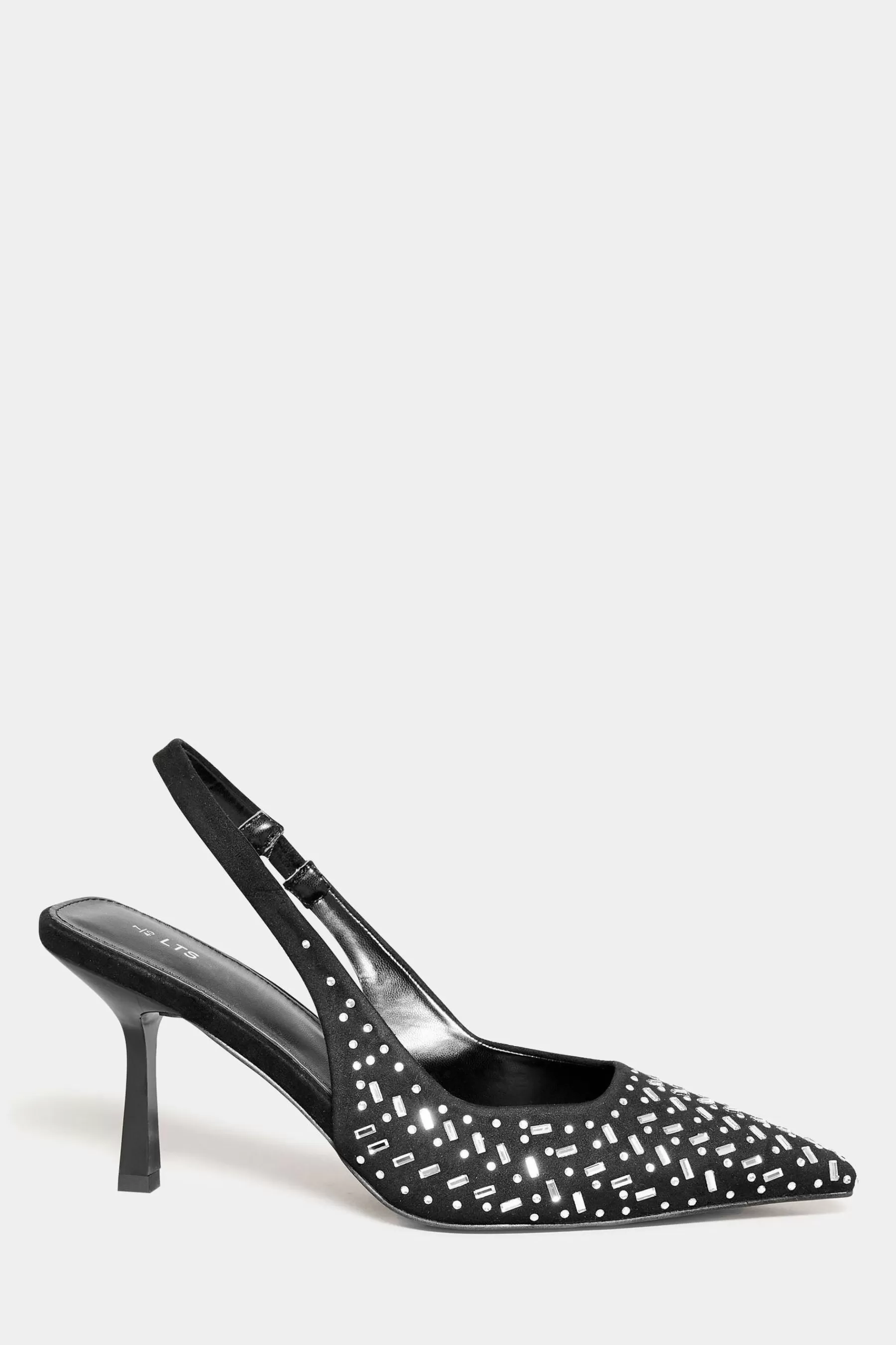 Long Tall Sally Heels | Slingback Kitten Heel Court Shoes Black