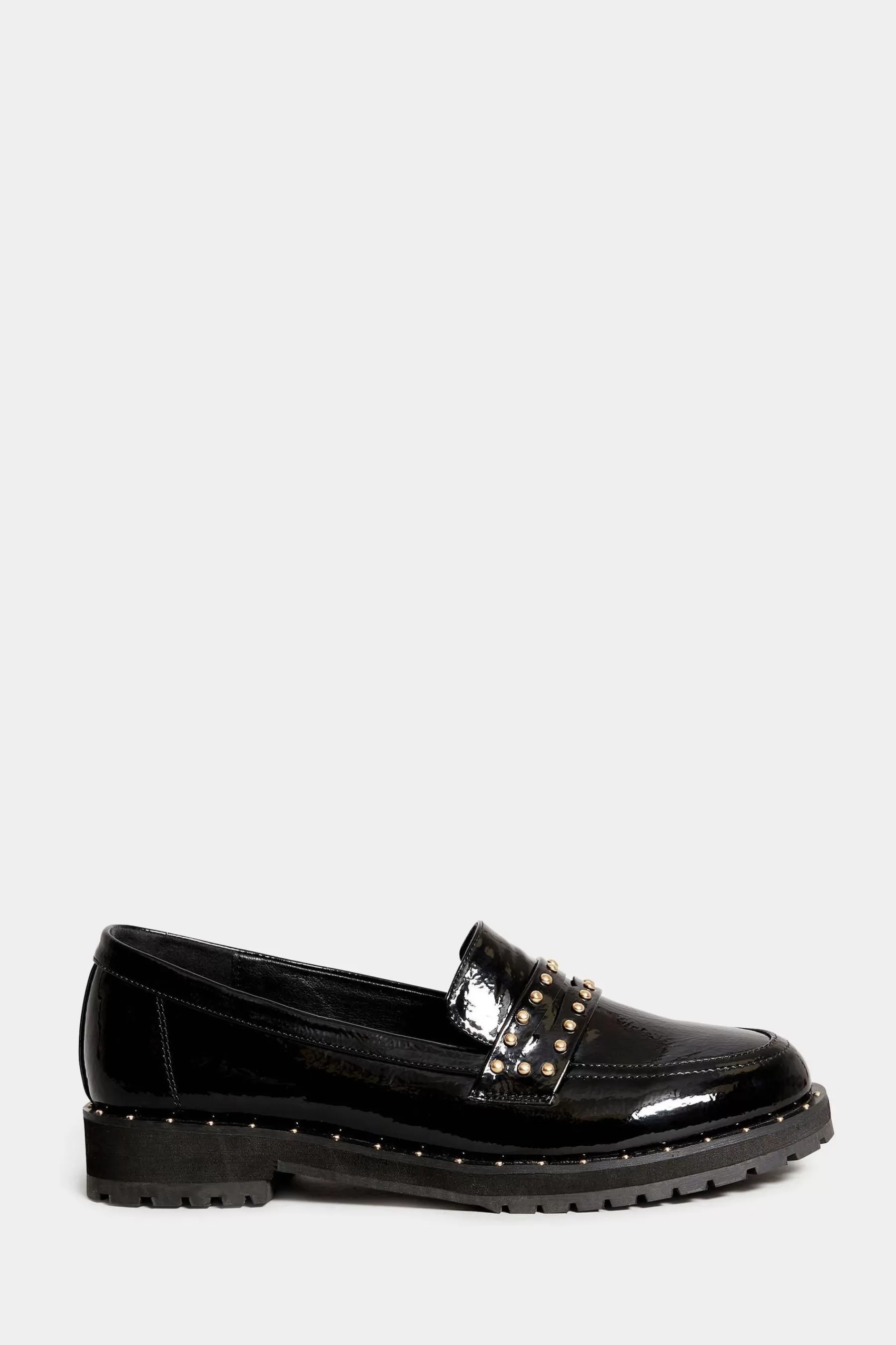 Long Tall Sally Flat- Studded Patent Loafers Black