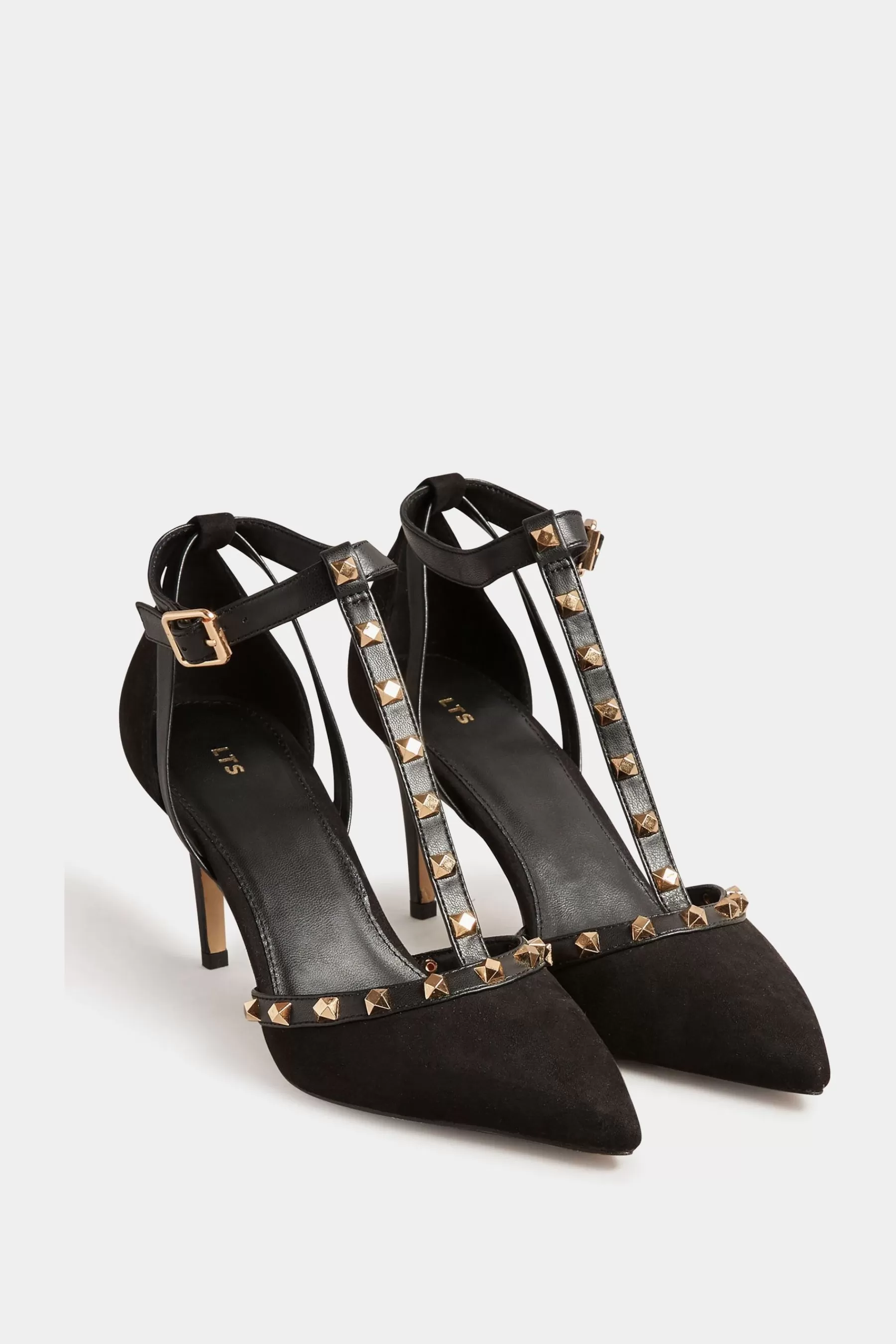 Long Tall Sally Heels | T-Bar Studded Court Black