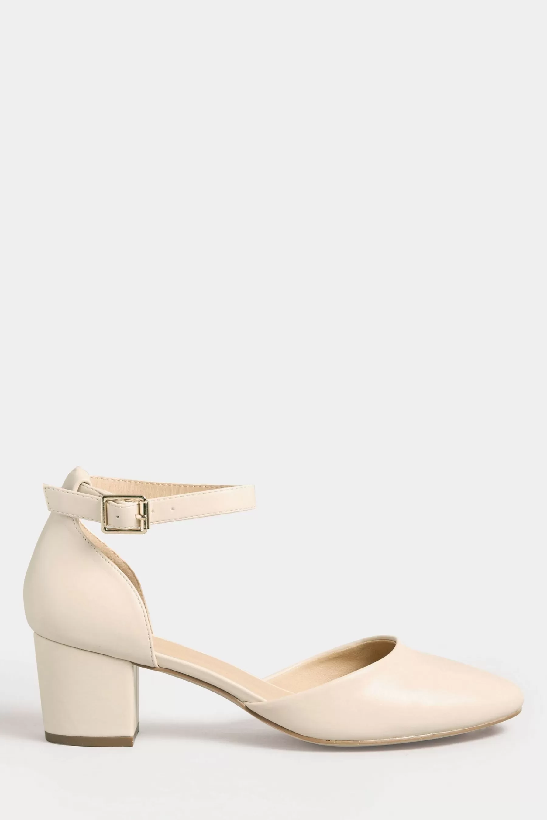 Long Tall Sally Heels | Two Part Block Heel Court Shoes Nude