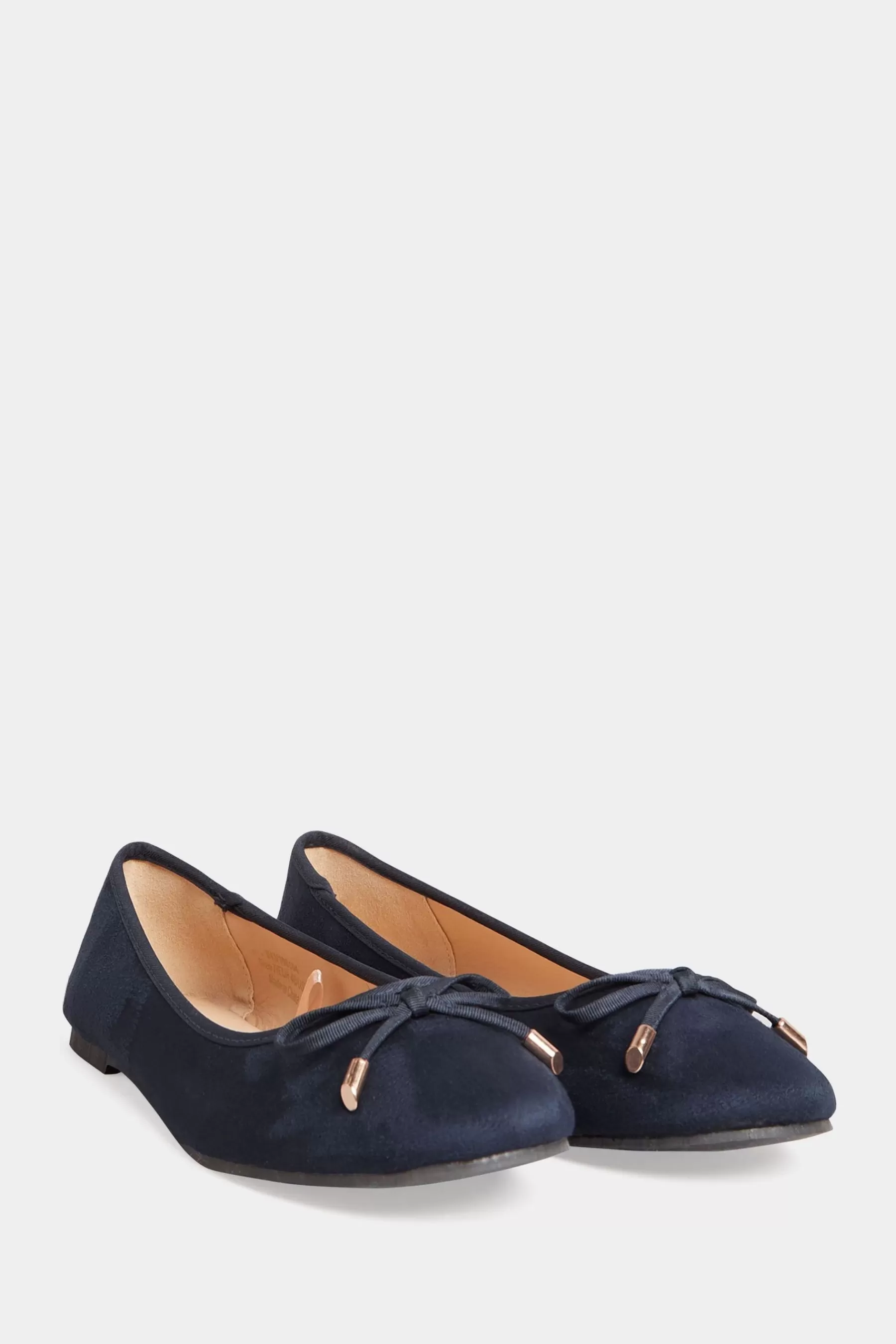 Long Tall Sally Flat- Wide-Fit Ballerina Faux Suedette Pumps Blue