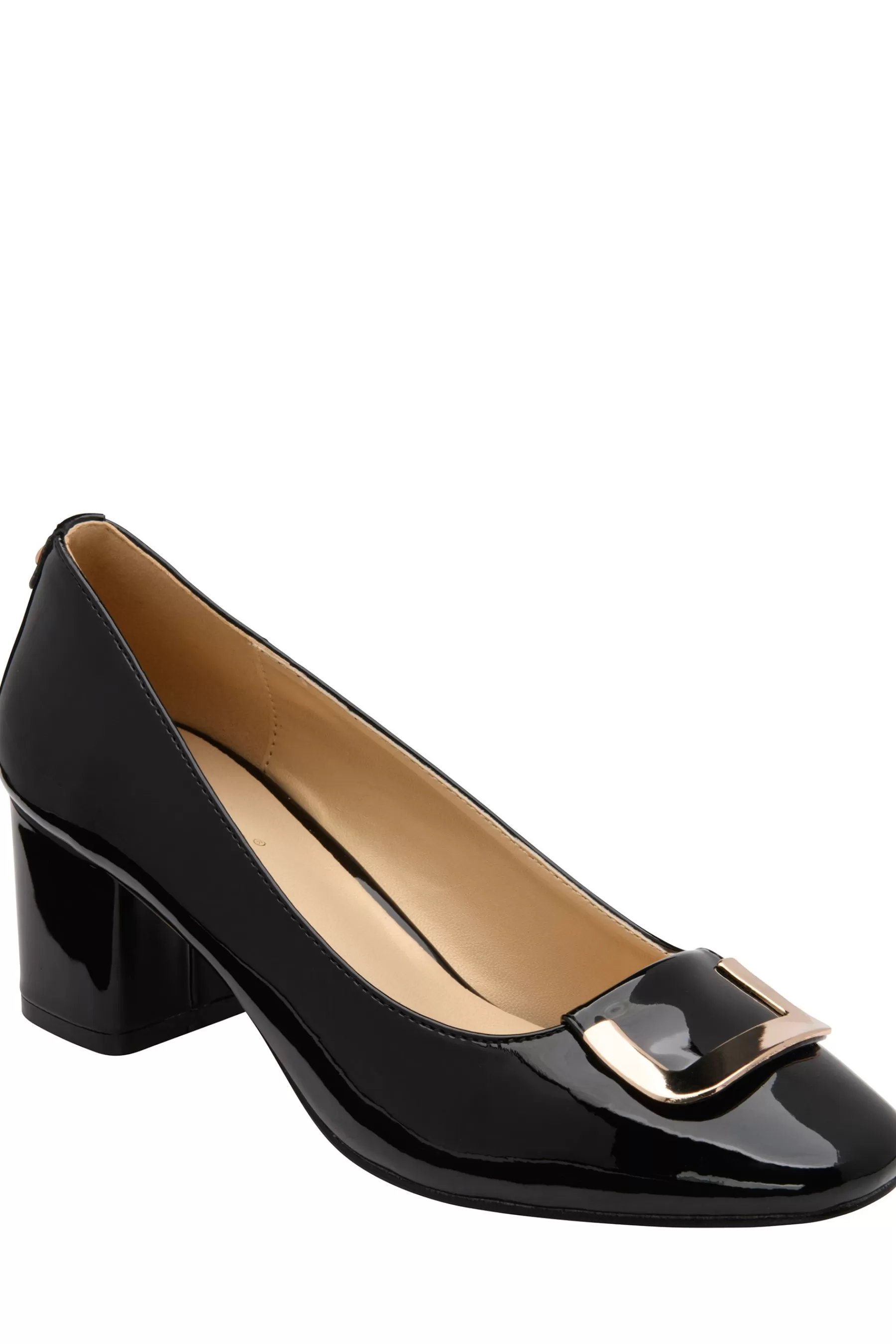 Lotus Heels | Block Heel Court Shoes Black