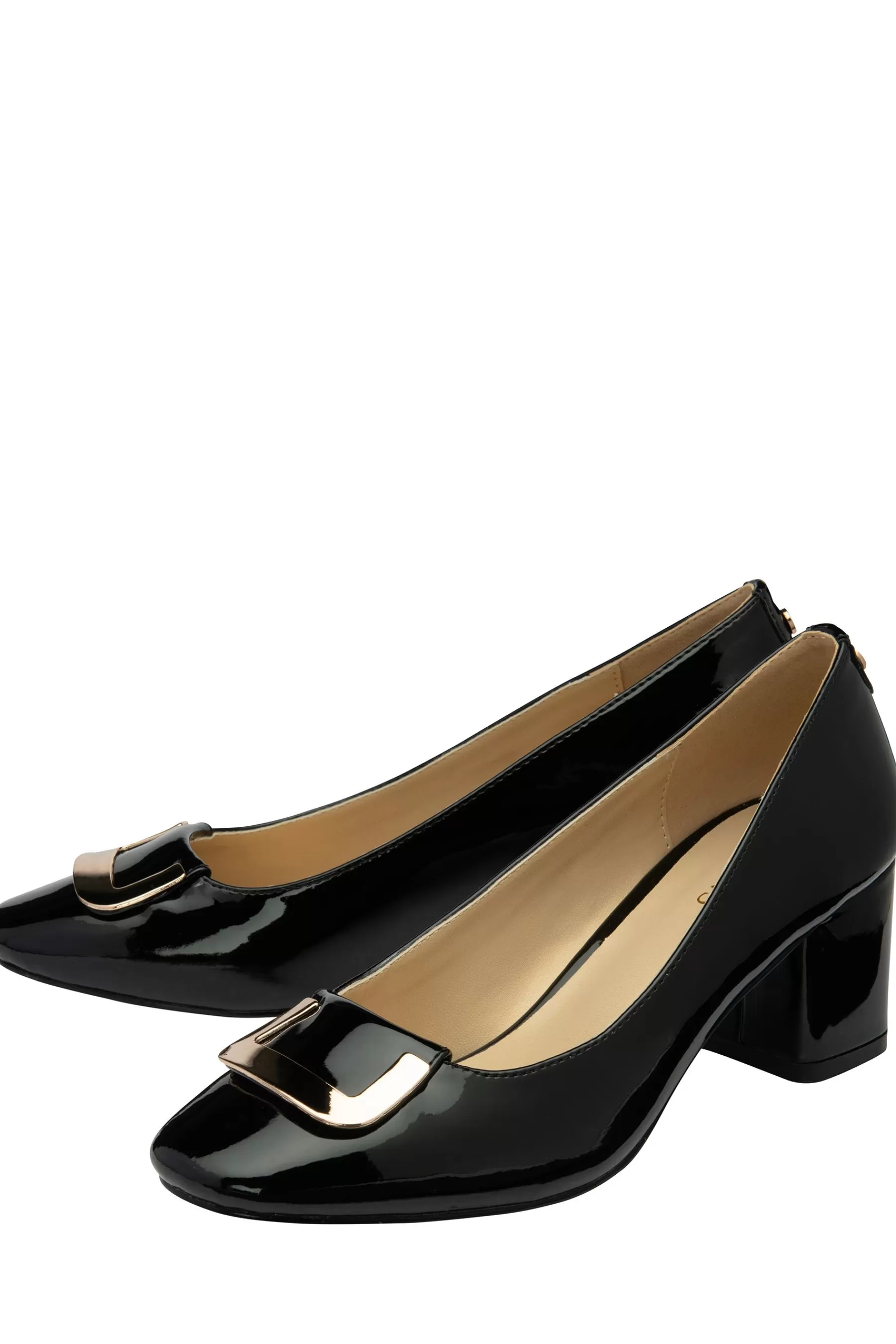 Lotus Heels | Block Heel Court Shoes Black