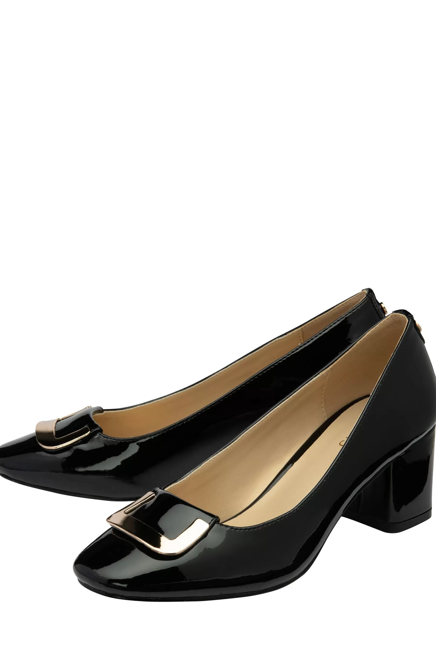 Lotus Heels | Block Heel Court Shoes Black