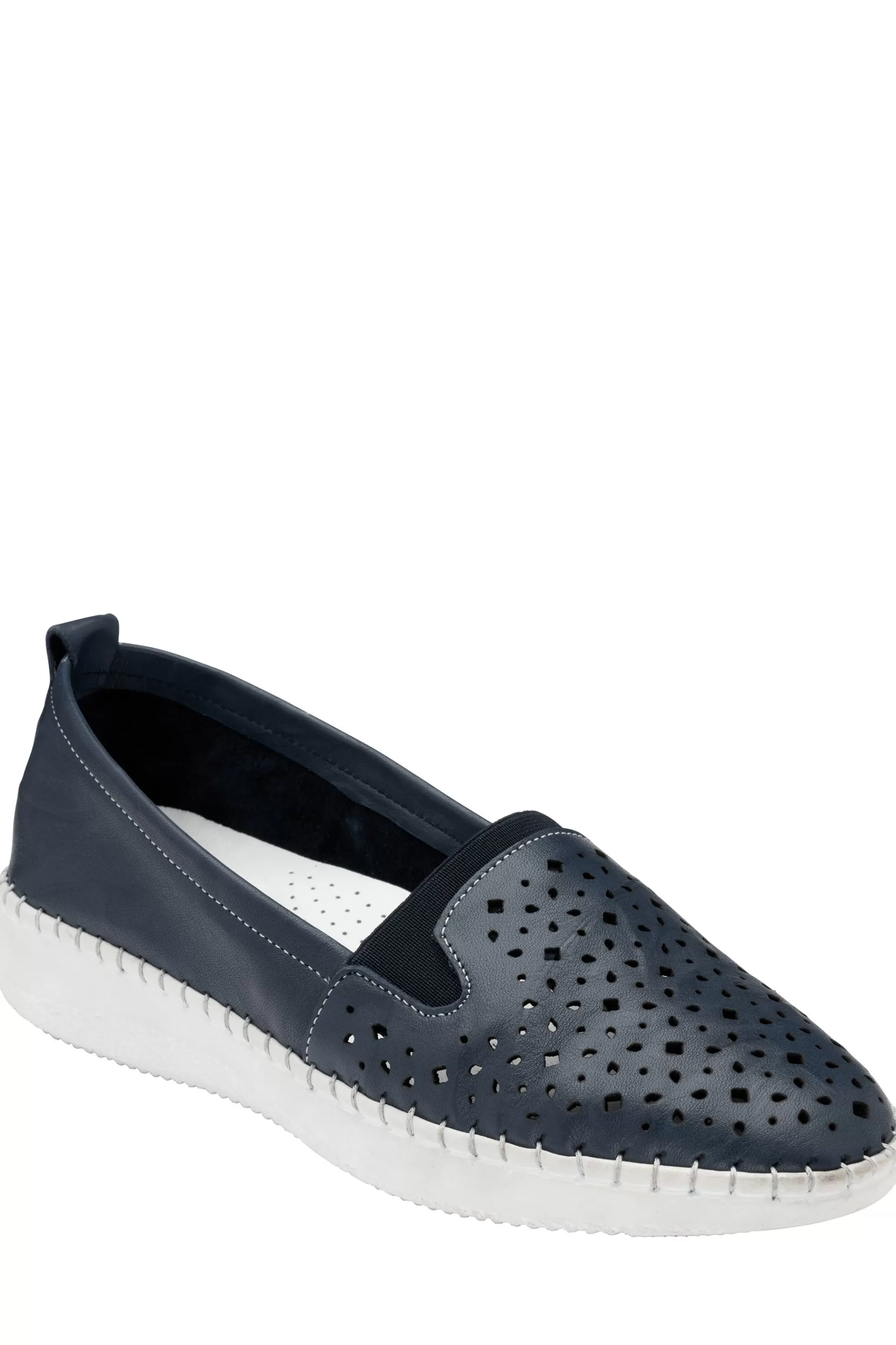 Lotus Flat- Footwear Leather Casual Slip-On Shoes Blue