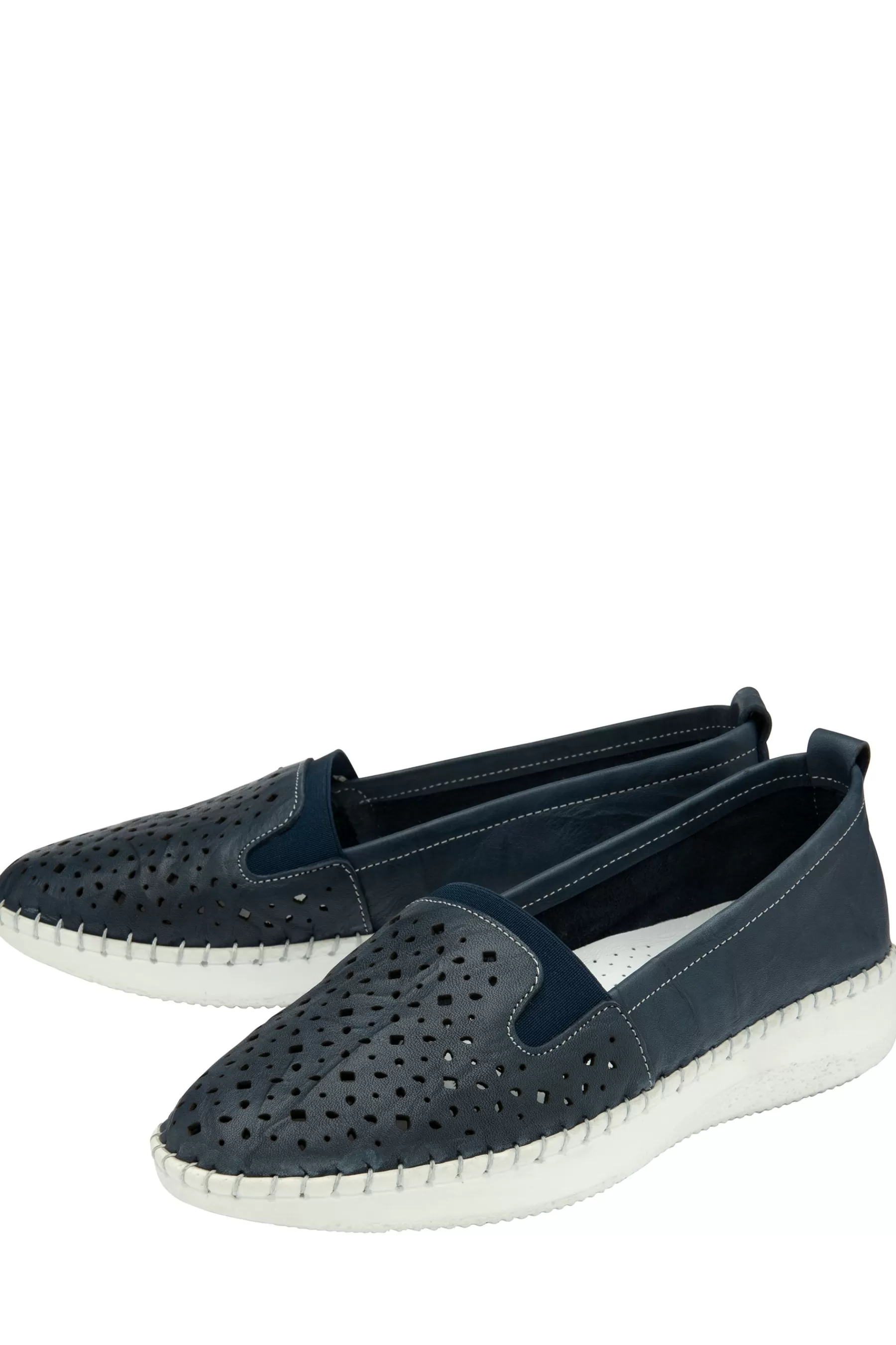 Lotus Flat- Footwear Leather Casual Slip-On Shoes Blue