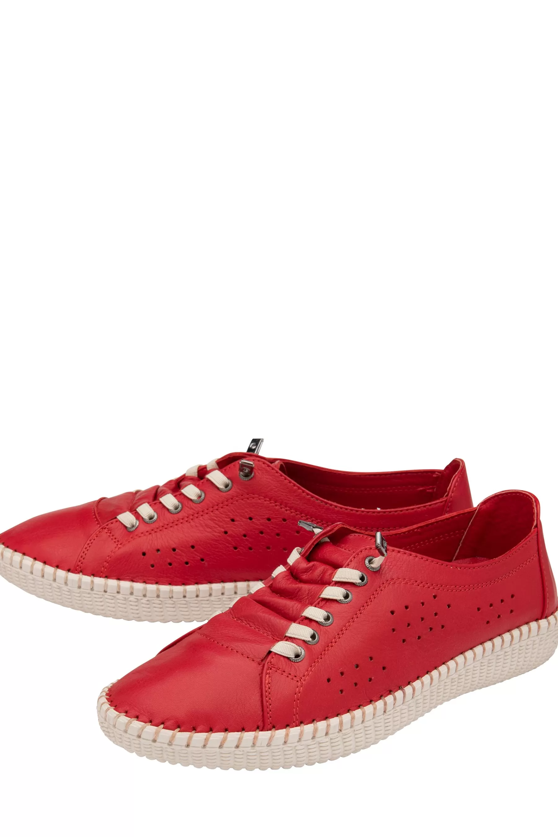 Lotus Flat- Footwear Leather Flat Slip-On Shoes Red