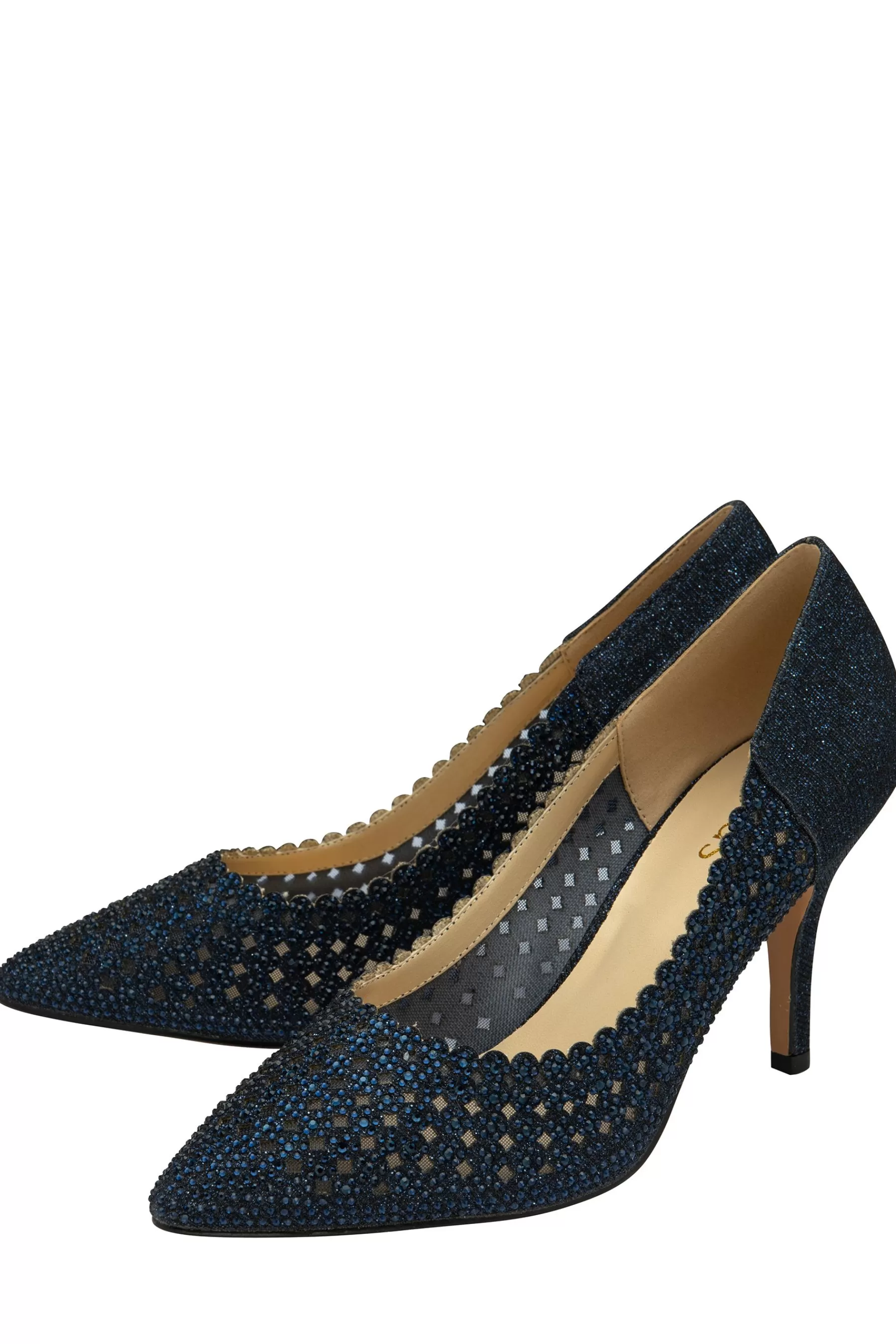 Lotus Heels | Stiletto-Heel Pointed Toe Court Shoes Navy Blue