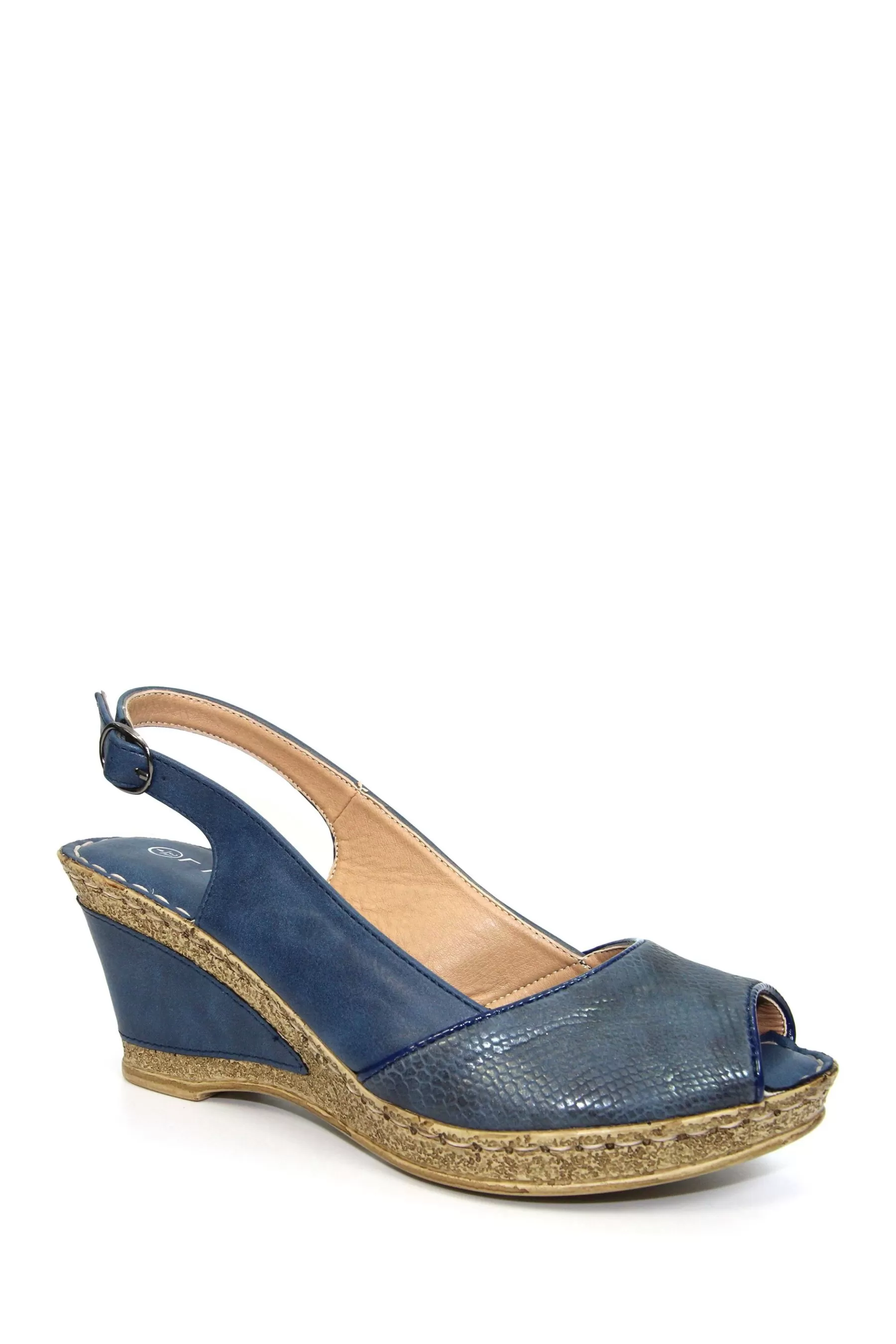 Lunar Sandals- Barnes Wedge Slingback Sandals Blue