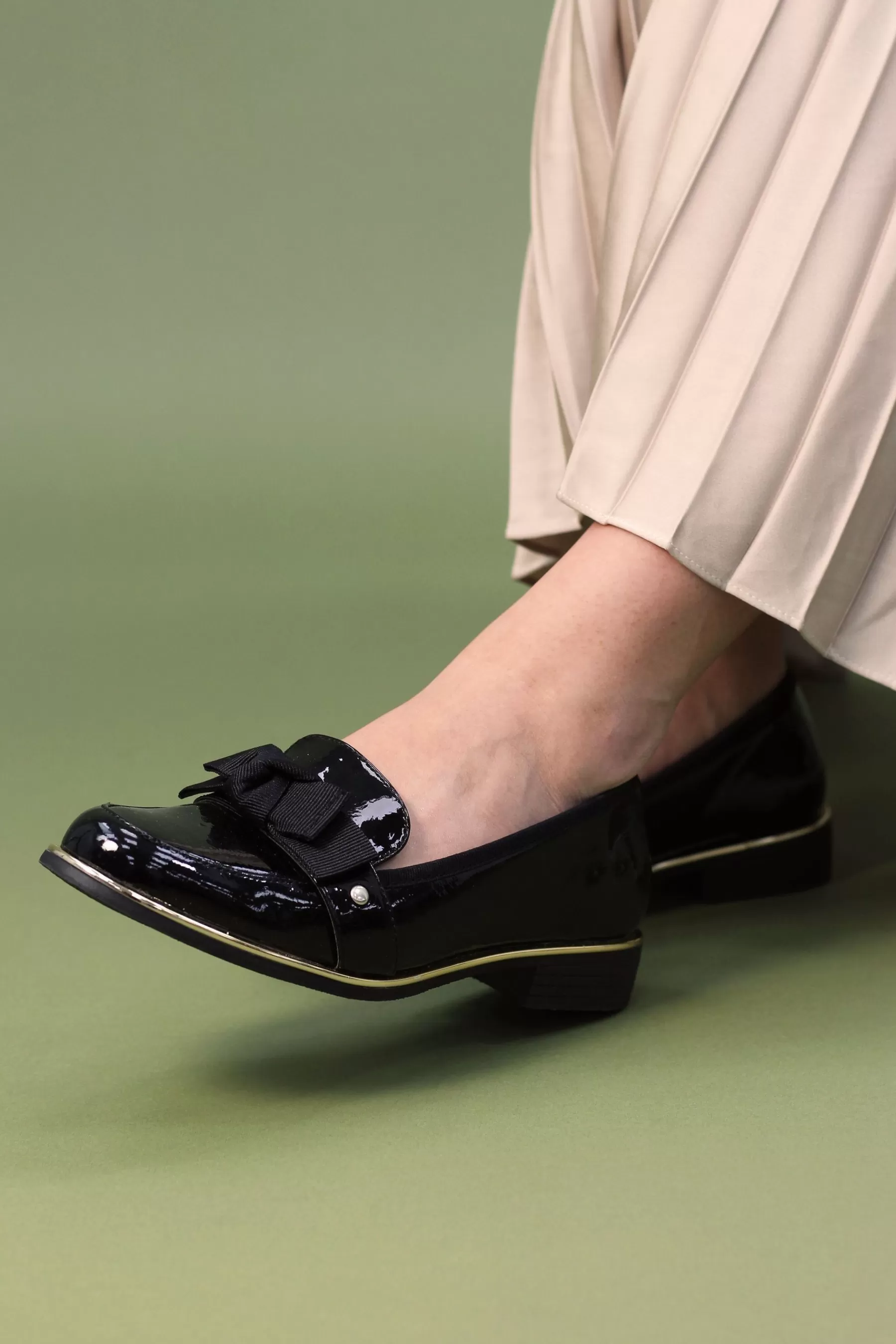 Lunar Flat- Elgin Patent Shoes Black