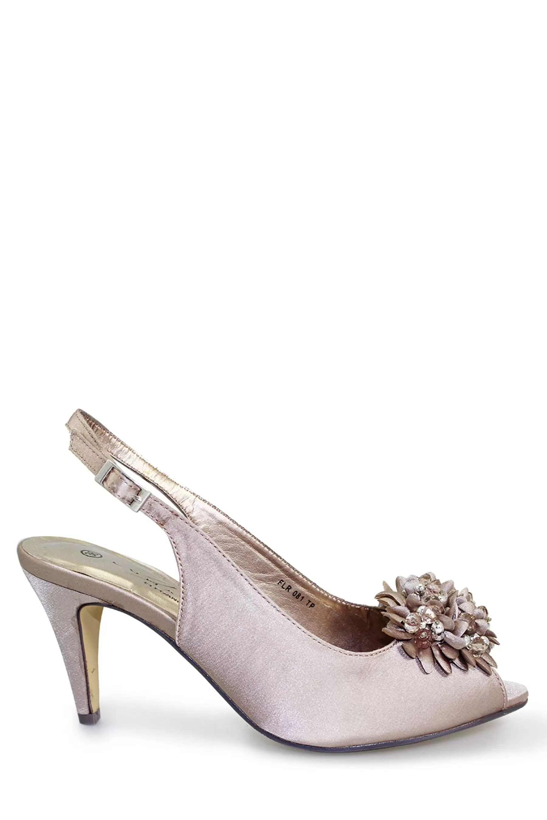 Lunar Heels- Sabrina Satin Slingback Court Shoes Natural