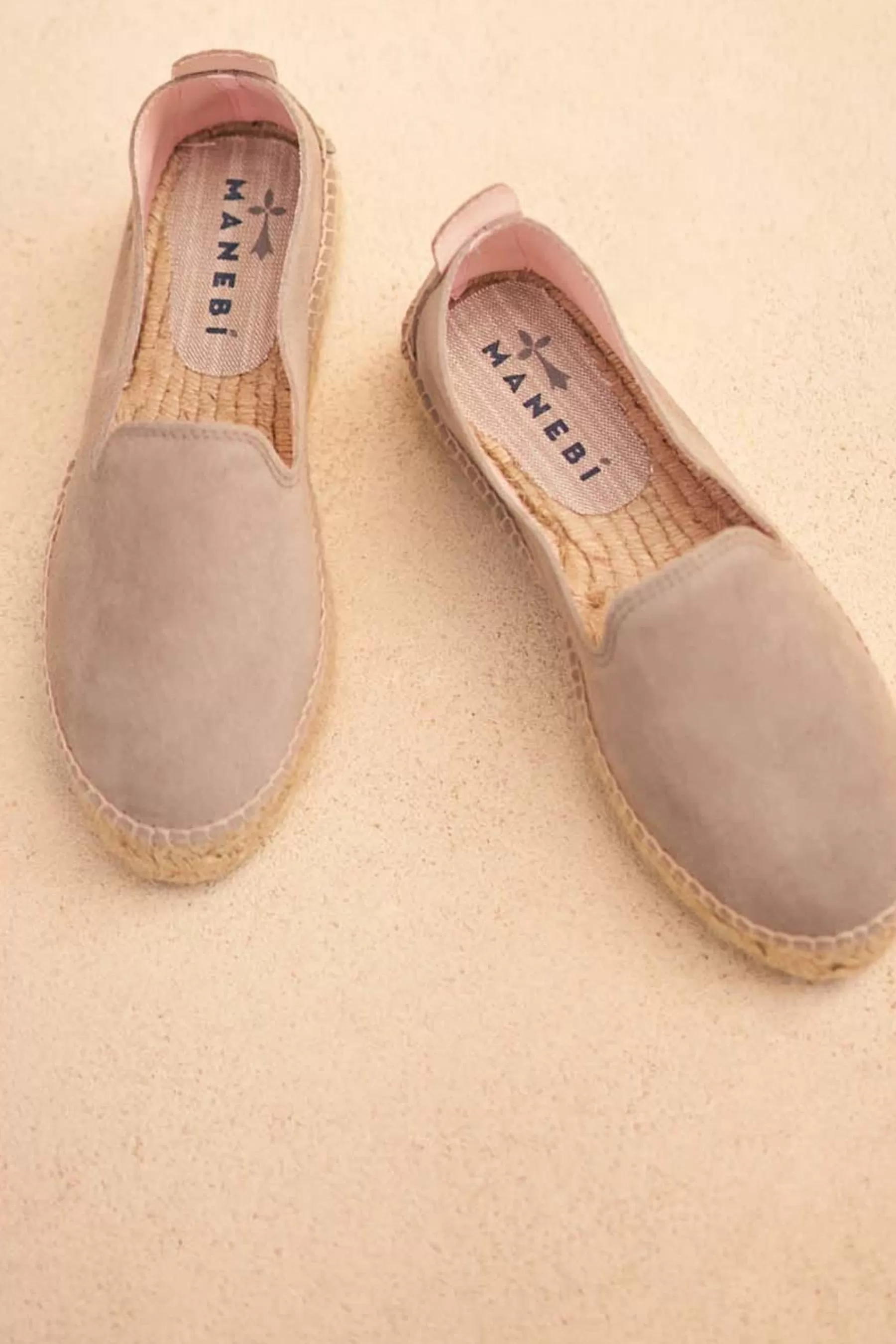 Manebi Flat- Suede Hamptons Espadrille Grey