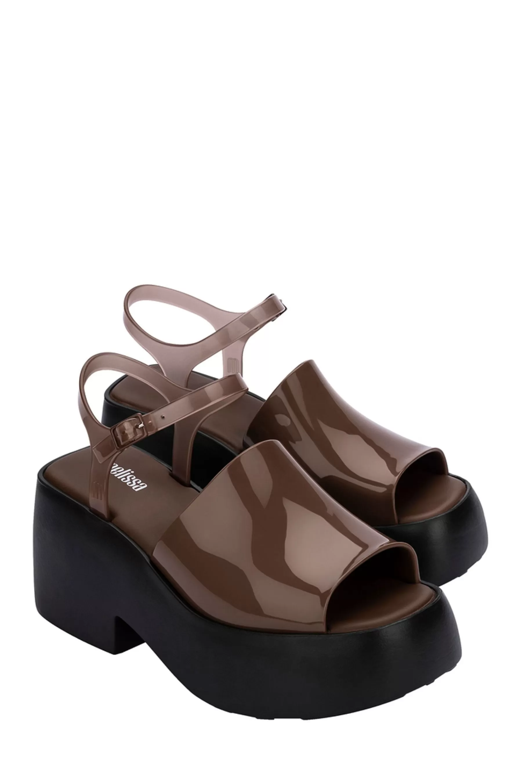 Melissa Sandals | Platform Buckle Wedges Brown