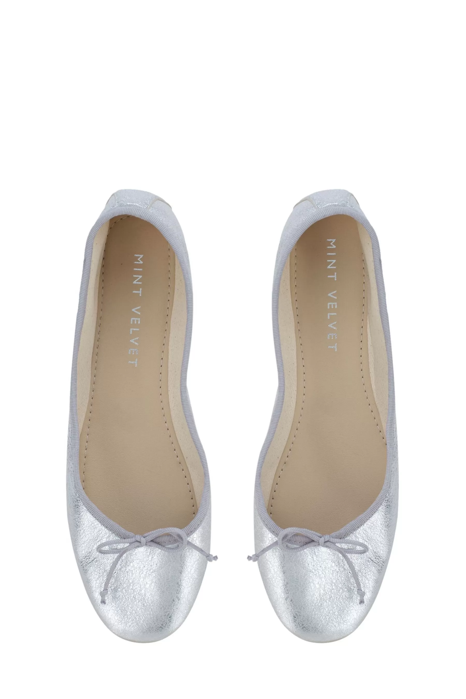 Mint Velvet Flat- Clara Ballet Pumps Silver