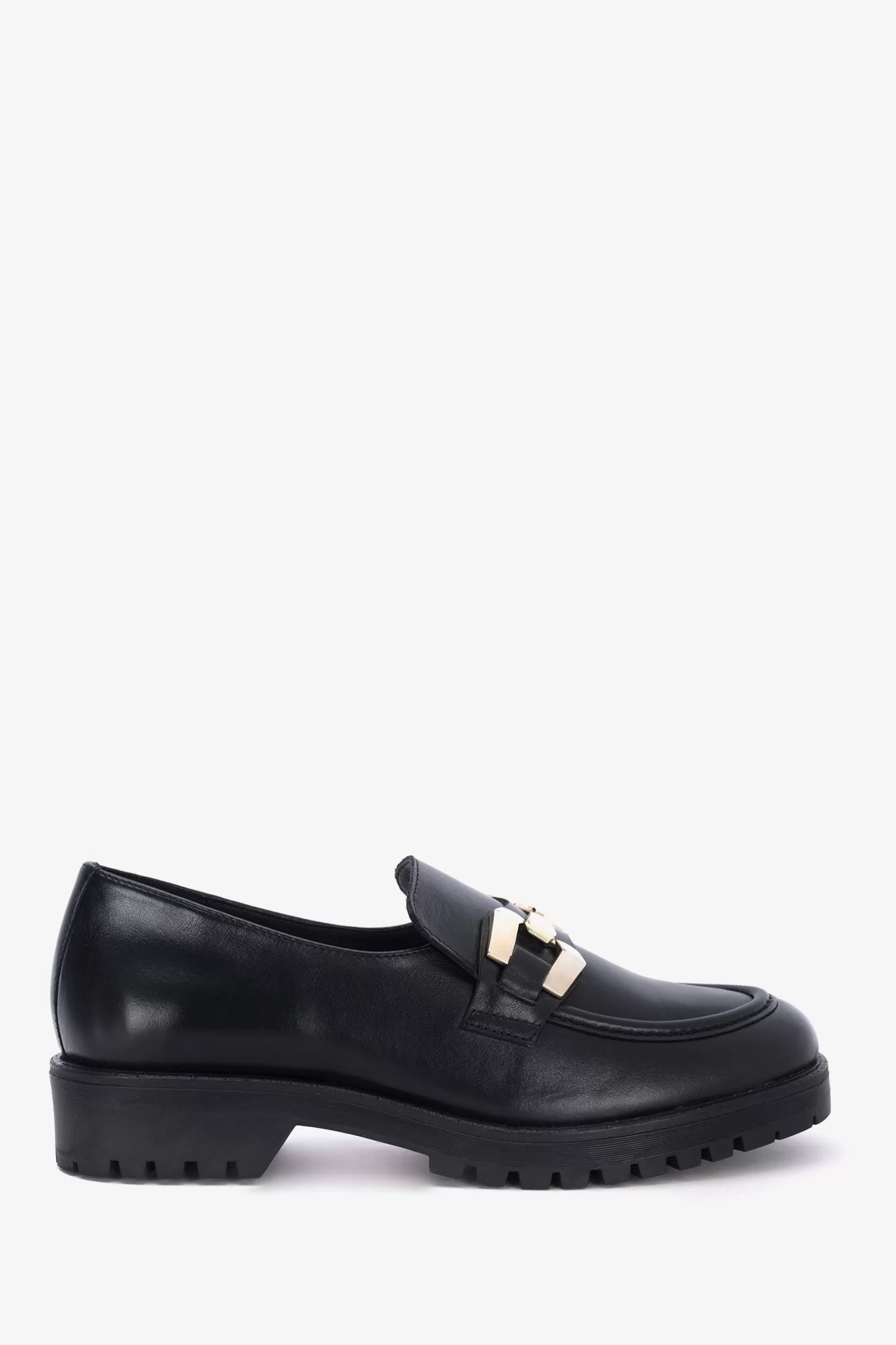 Mint Velvet Flat- Leather Chain Loafers Black