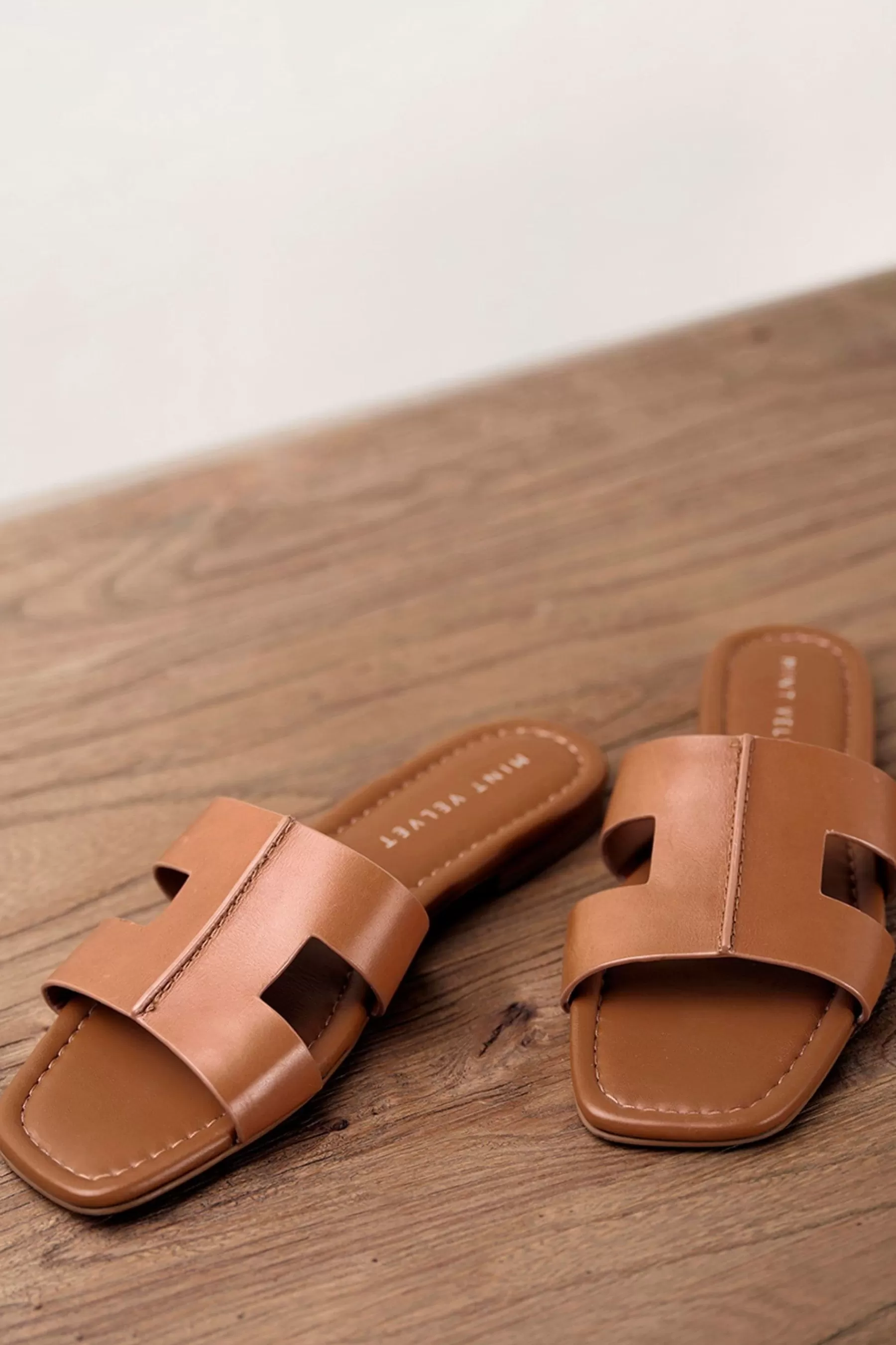 Mint Velvet Sandals | Meave Tan Cutout Sliders Brown