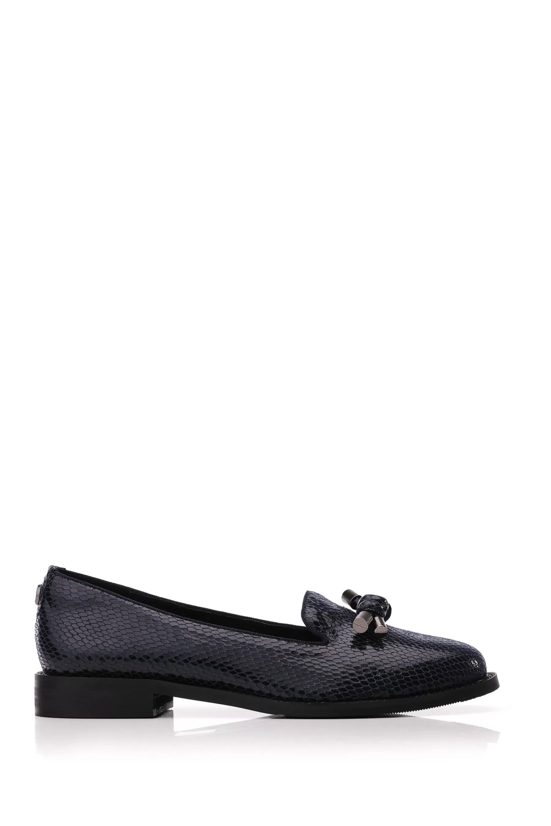 Moda in Pelle Flat | Elaina Chunky Knot Trim Clean Loafers Blue